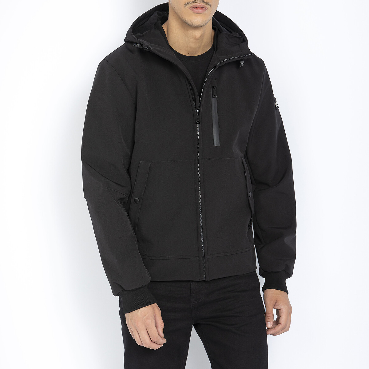 Image of Short Hooded Parka with High Neck