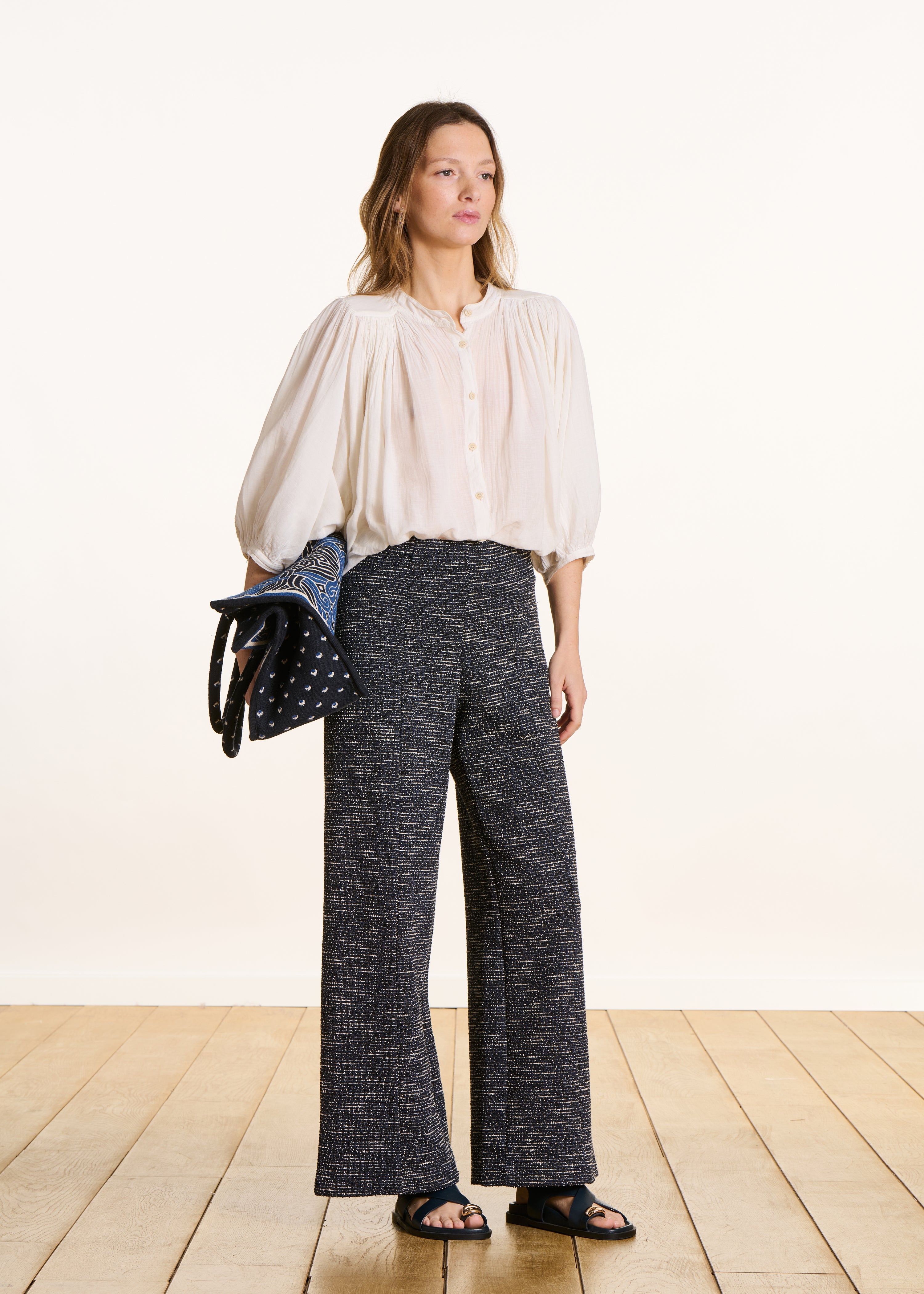 Pantalon cropped en milano effet tweed, LA FEE MARABOUTEE