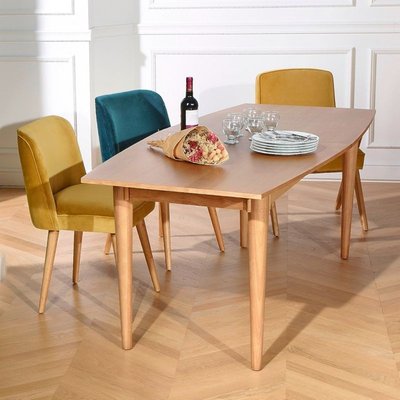 CHRISTOPHE - Table à manger à rallonges style nordique en bois, 8/10 couverts ROBIN DES BOIS