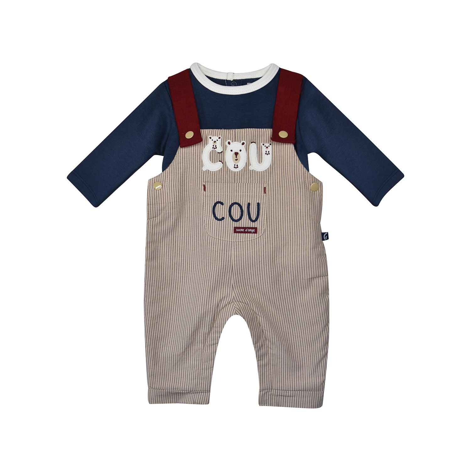 T shirt + salopette naissance frejus, SUCRE D'ORGE