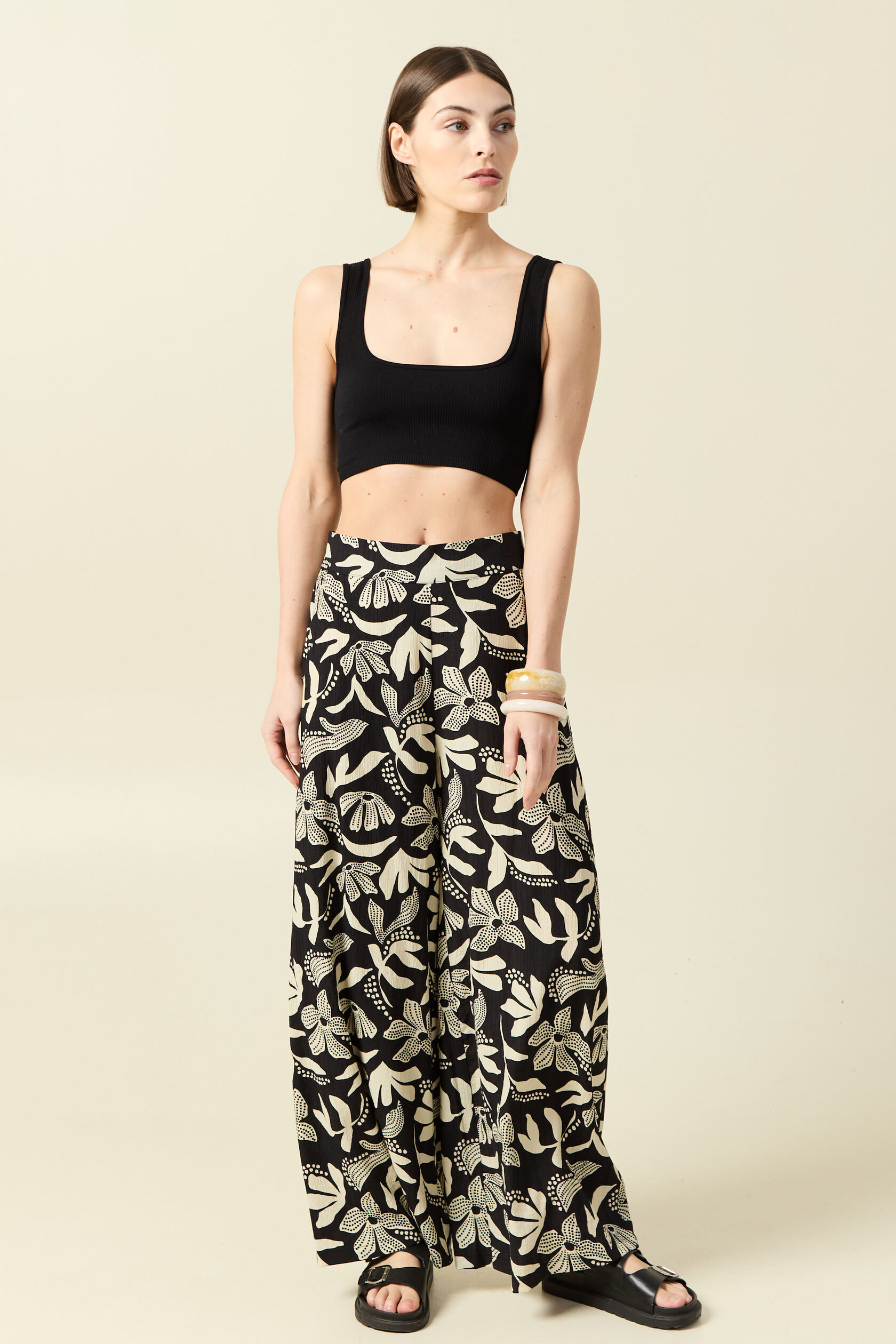 Pantalon large taille haute, BONOBO