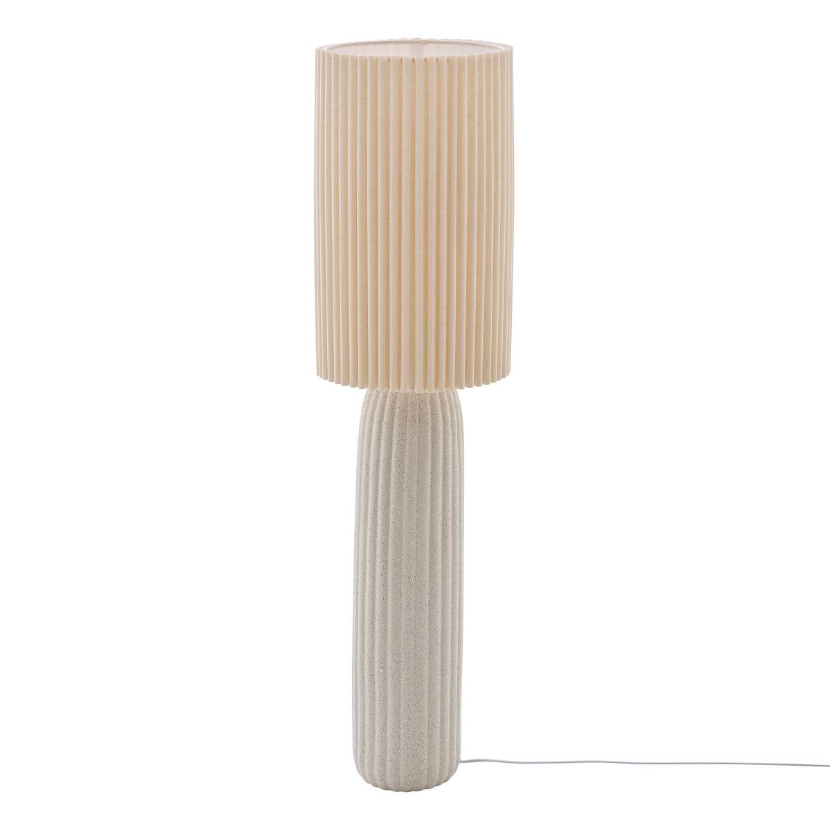 Lampadaire céramique abat-jour plissé KENAN, ATMOSPHERA