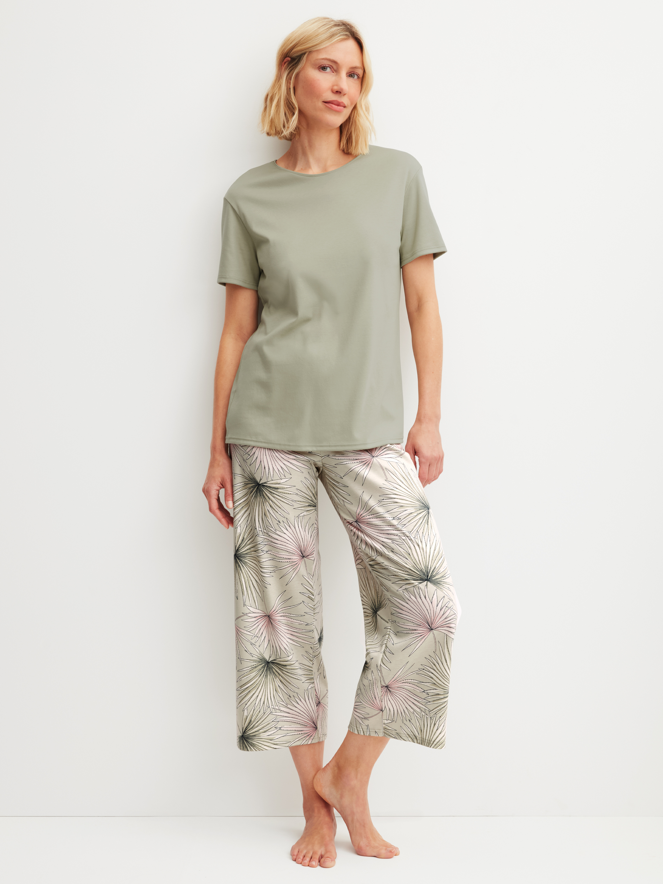 7/8 - Pyjama manches courtes Coton LEAF DREAMS, CALIDA