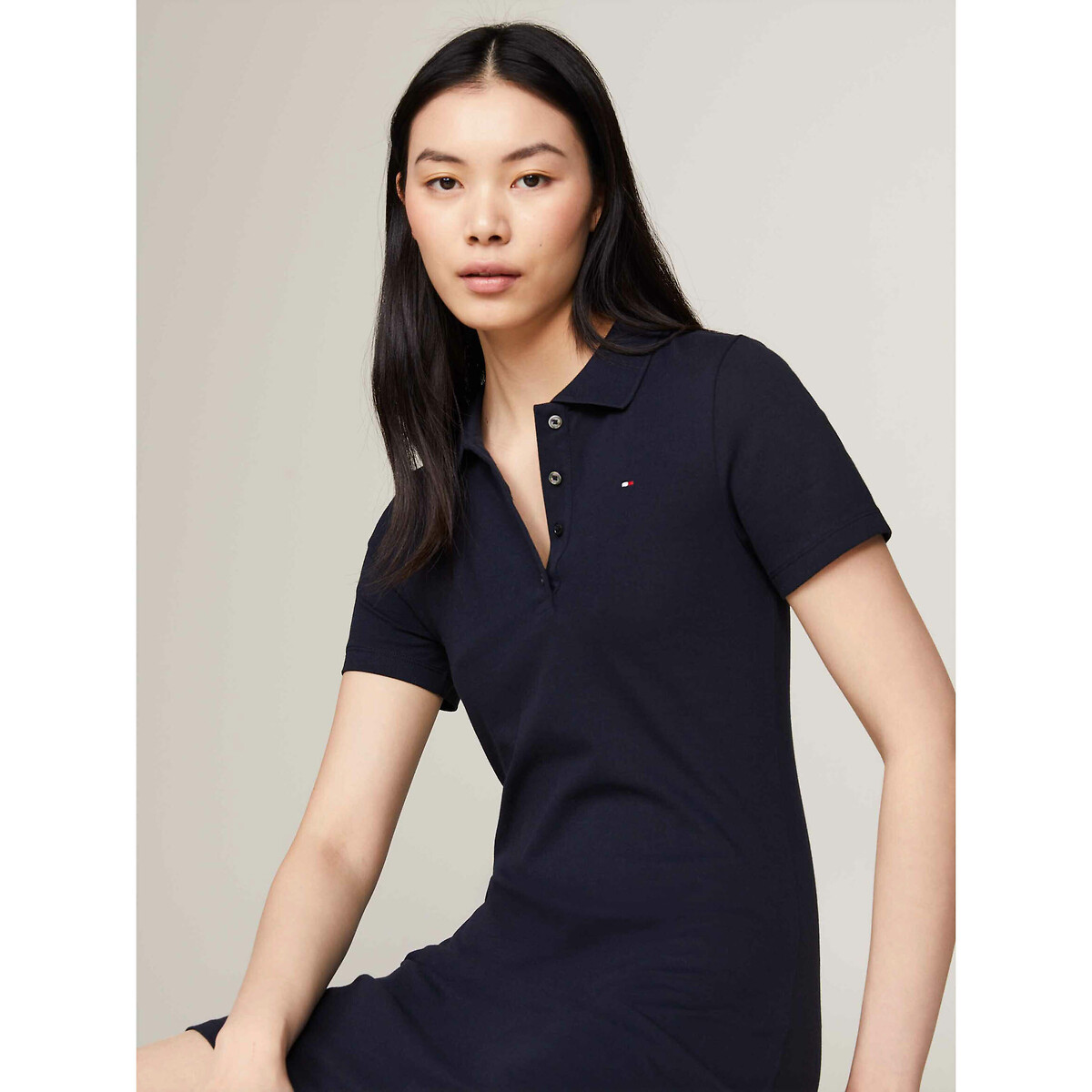 Polo mini dress with short sleeves, navy, Tommy Hilfiger | La Redoute