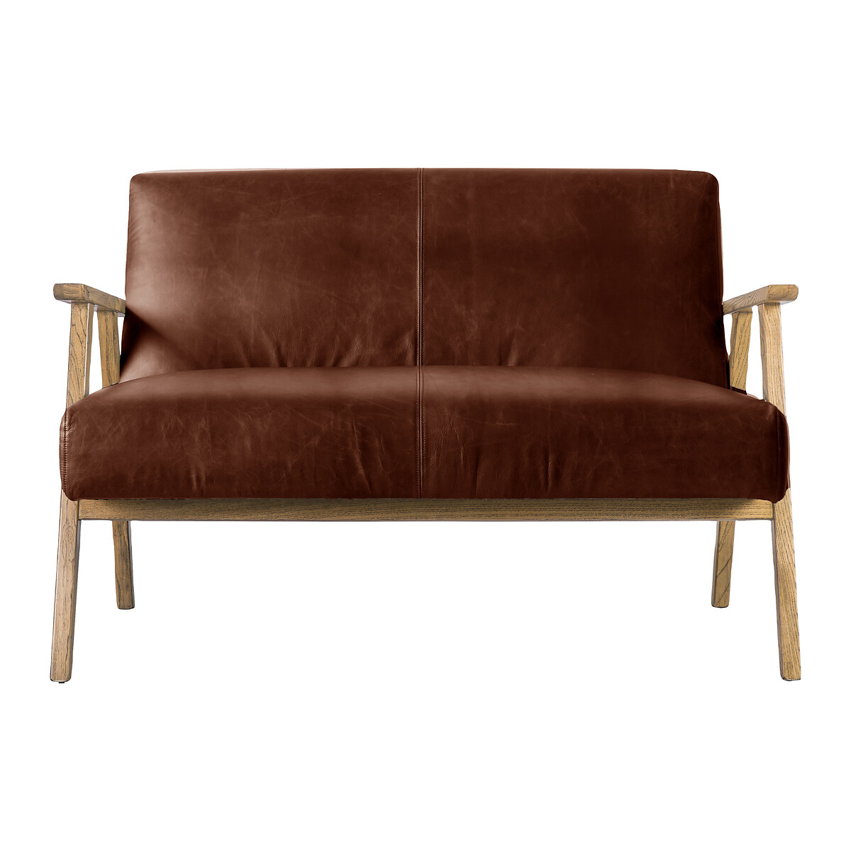 Berlin Mid-Century 2 Seater Leather Accent Sofa, ÉDITÉ