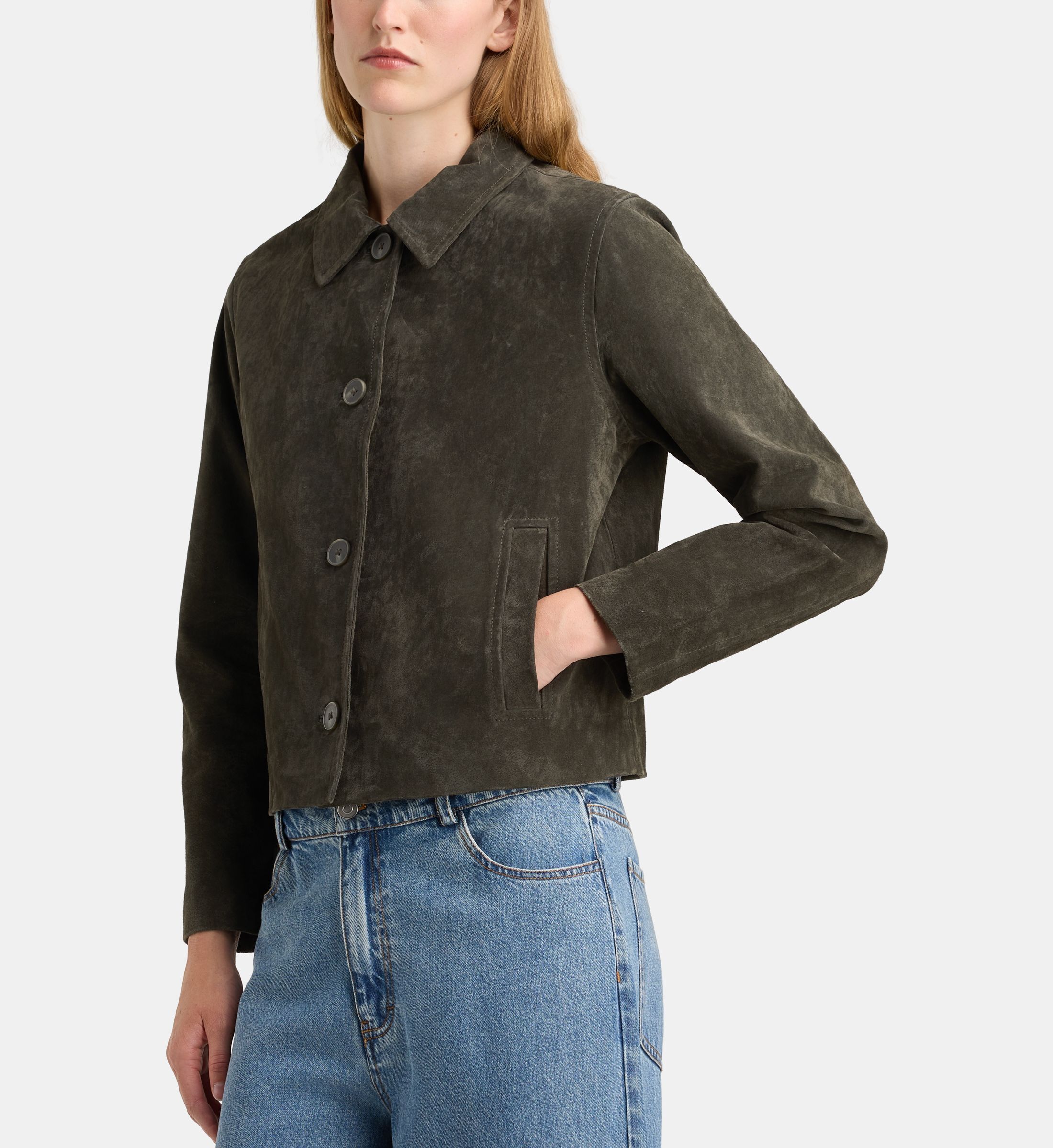 Blouson dakota daim droit court, GALERIES LAFAYETTE
