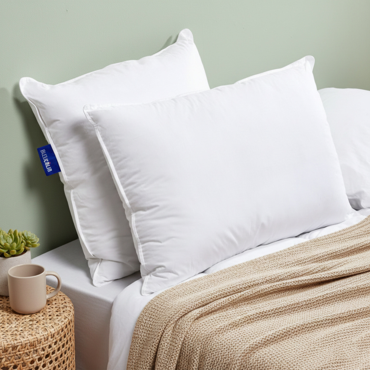 Oreiller souple gonflant SENSATION DUVET, BLEU CALIN