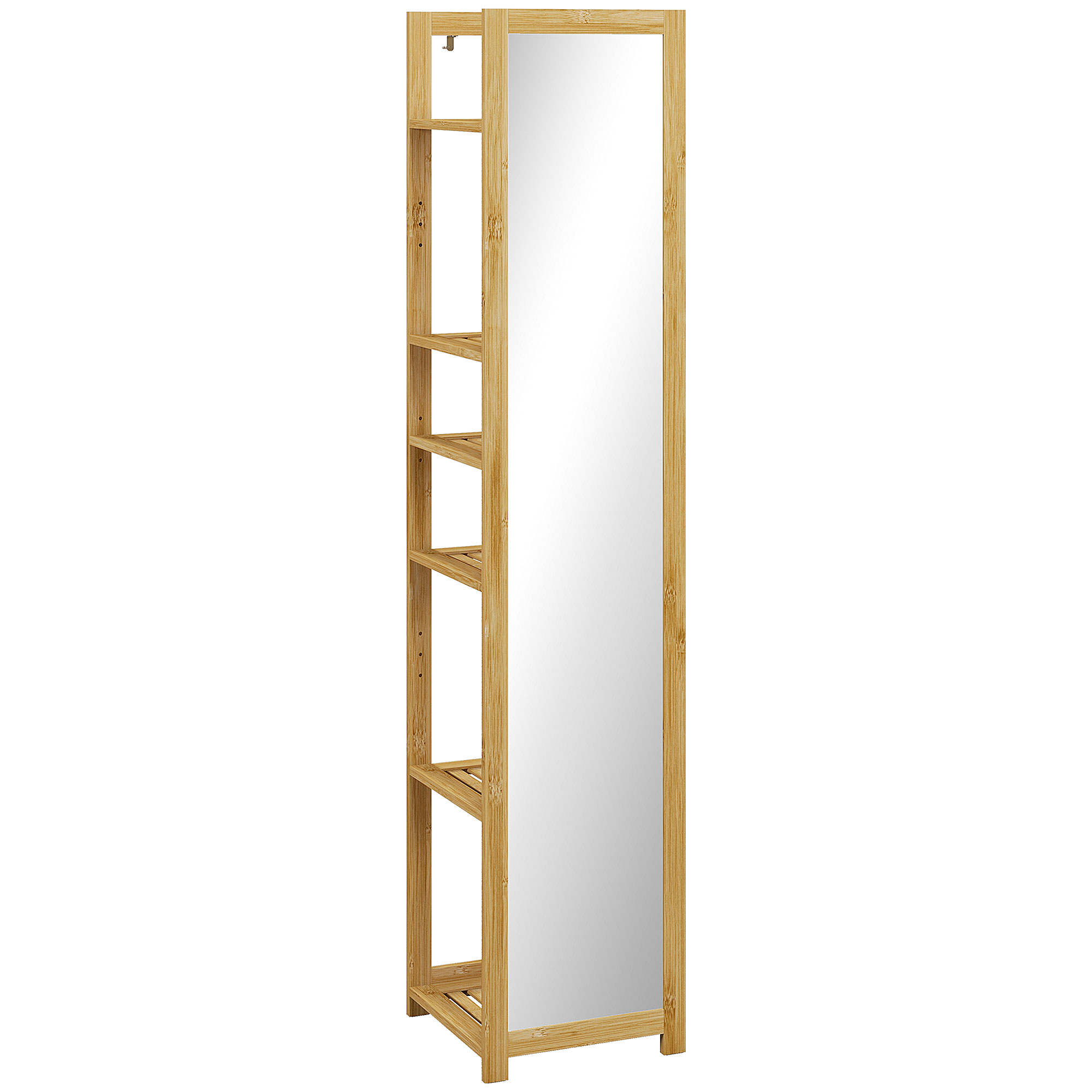 Miroir en pied Bambou Bois naturel, HOMCOM