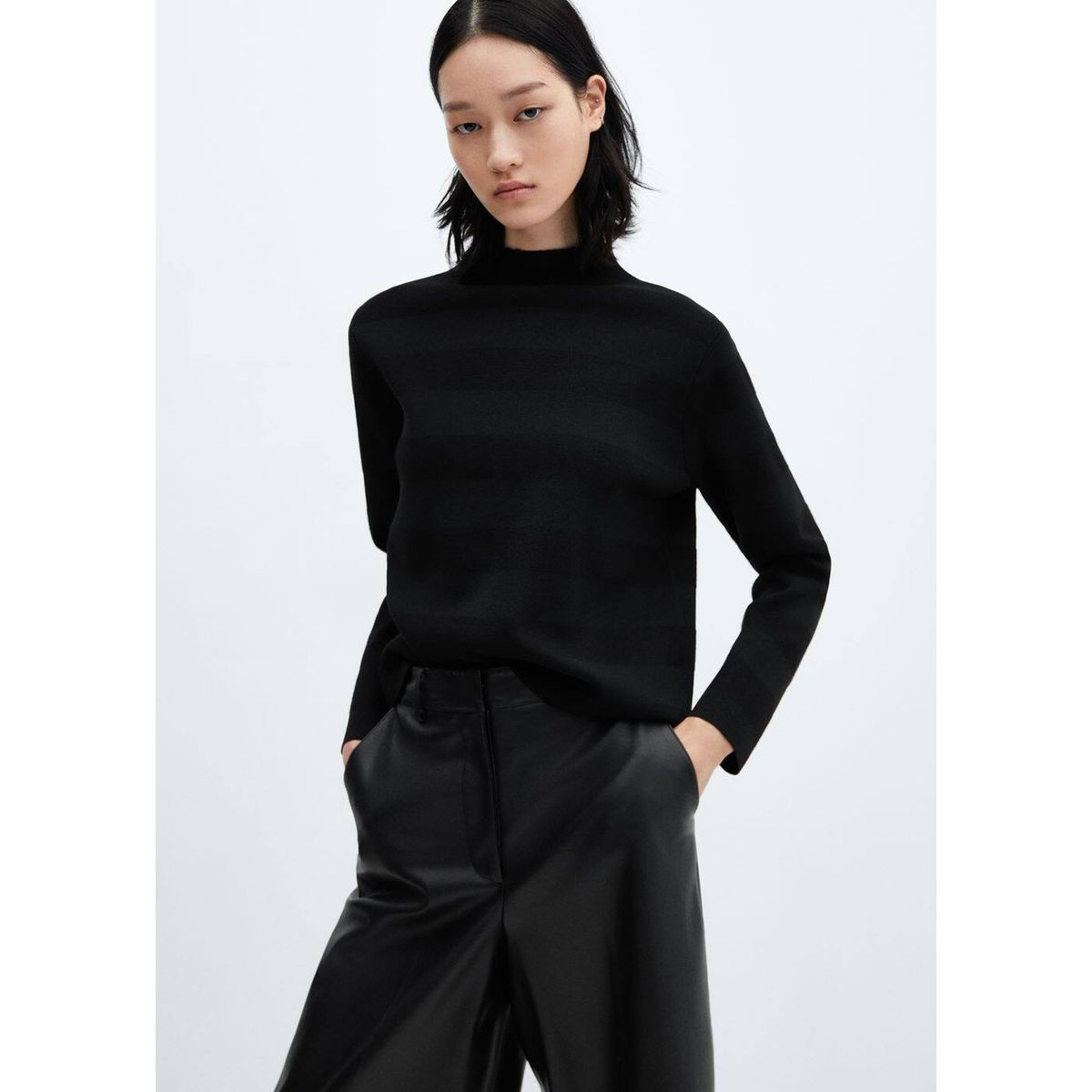 Pull col roul noir femme mango La Redoute