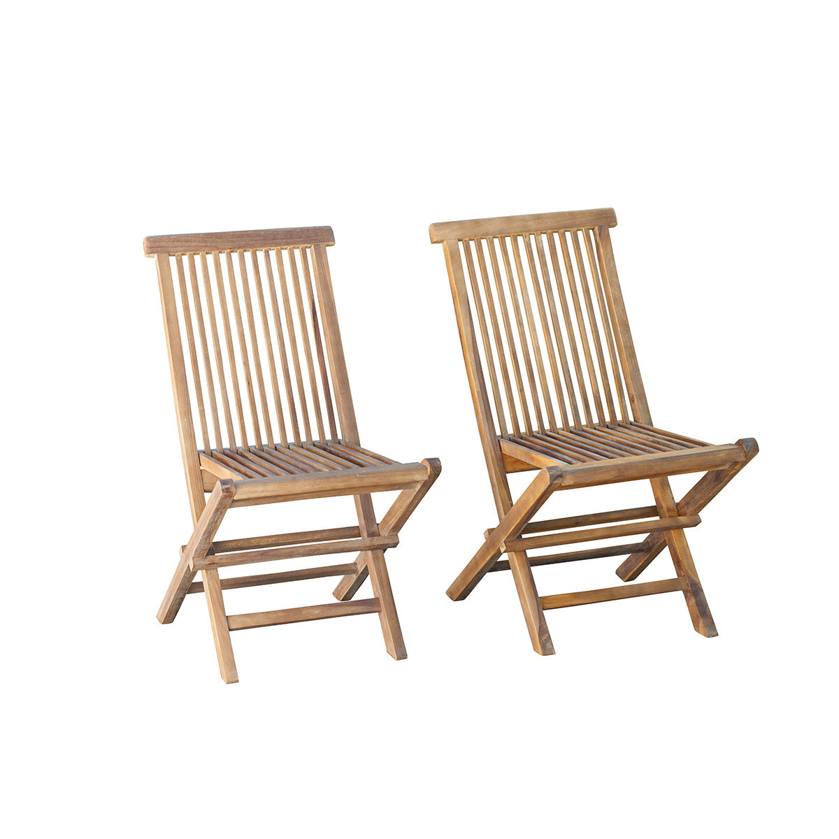 Lot de 2 chaises de jardin en teck huilé pliantes  BALI, BERAH GETAH