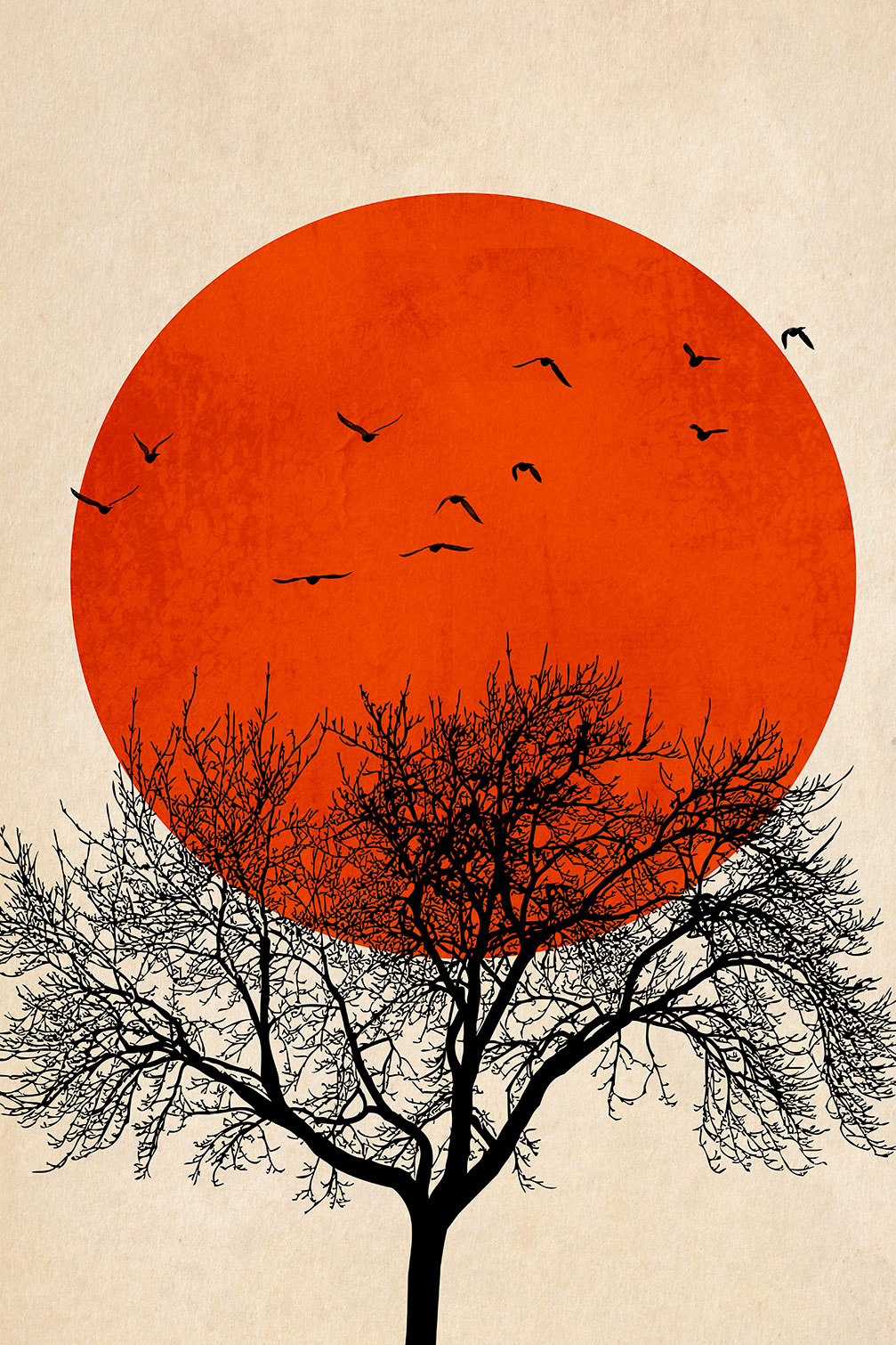 Tableau soleil rouge graphique, HEXOA