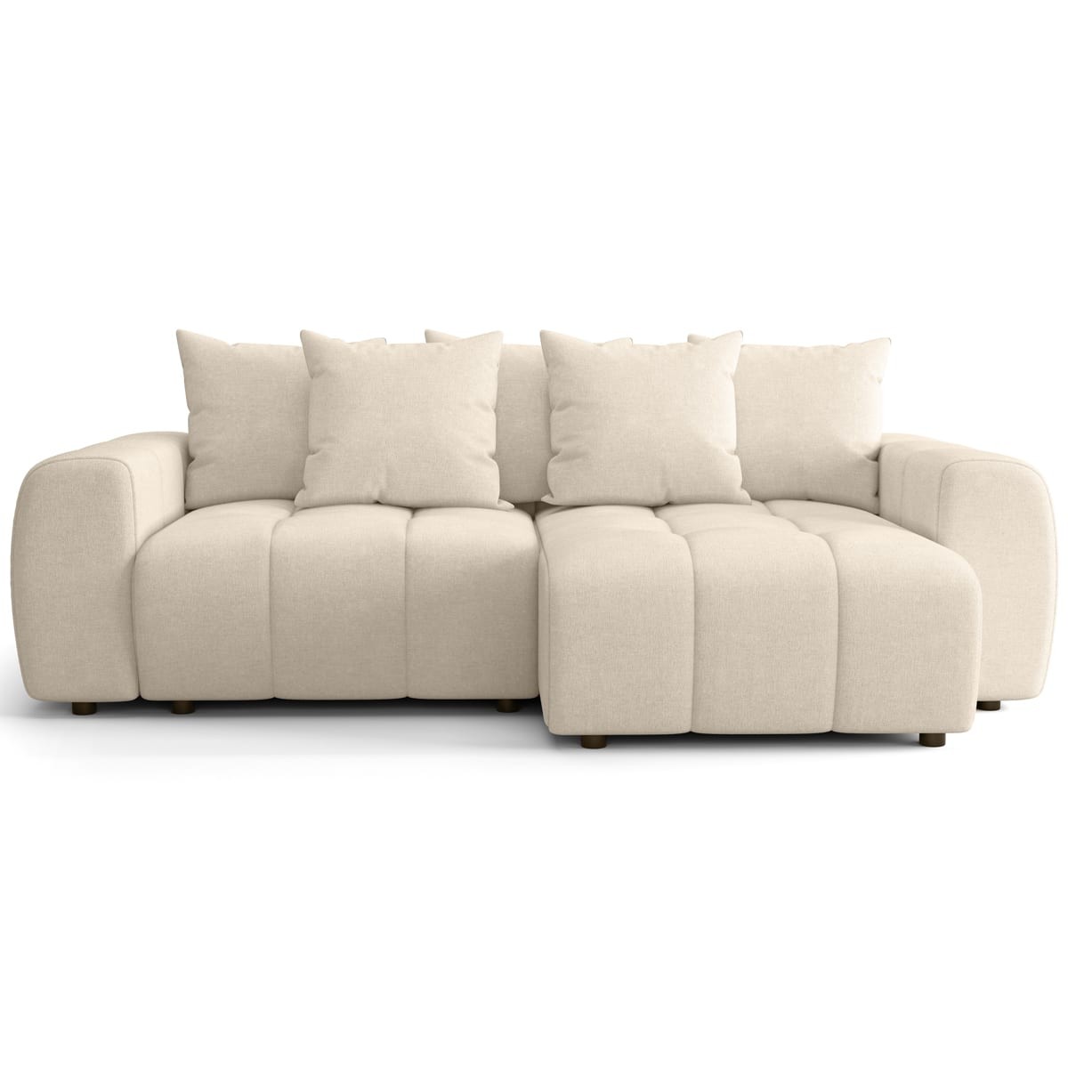 Canapé d'angle convertible réversible 4 places avec coffre de rangement en tissu chenille - RIVOLI, HOMIFAB