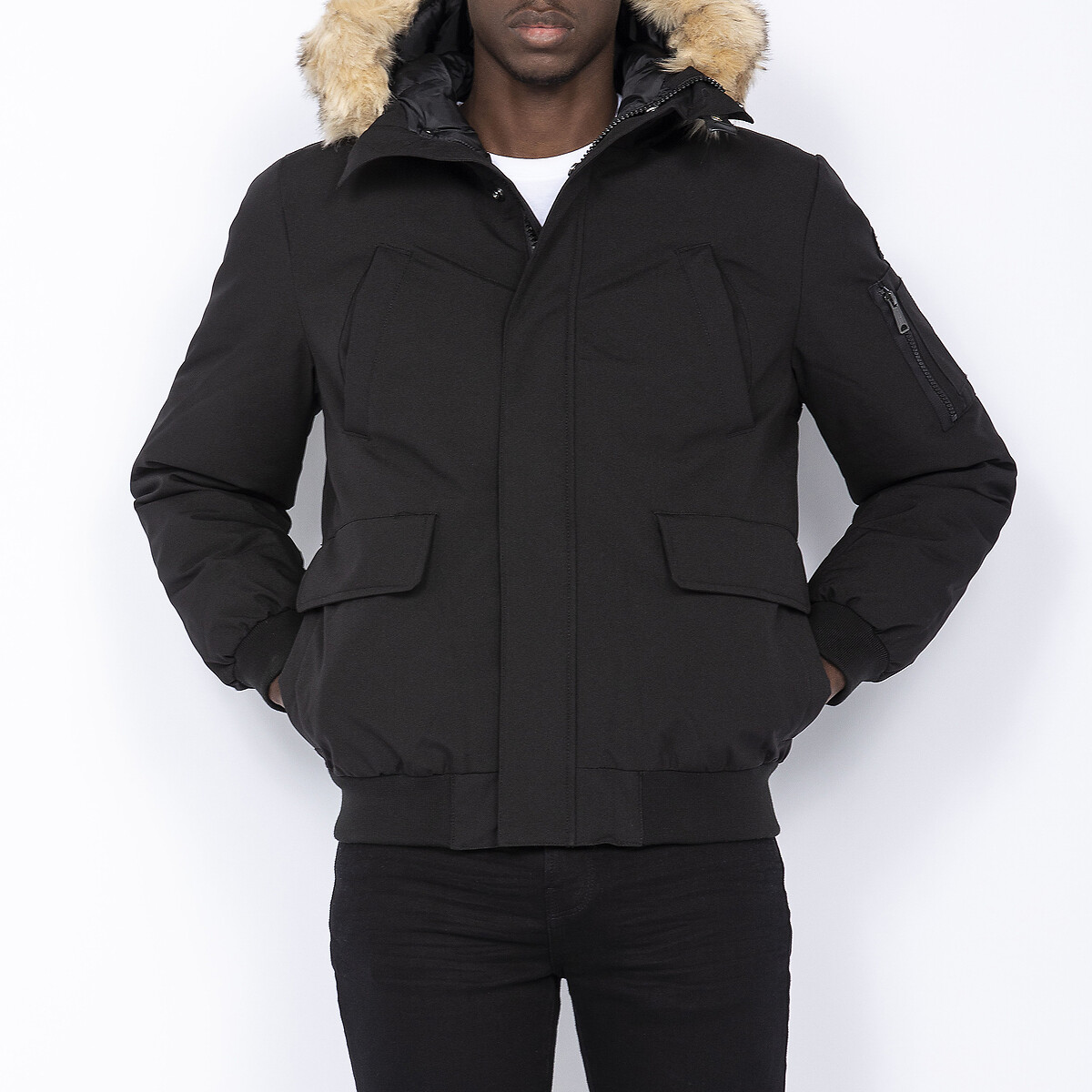 keyburn hooded bomber jacket with zip fastening