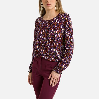 Printed Crew Neck T-Shirt with Long Sleeves ANNE WEYBURN