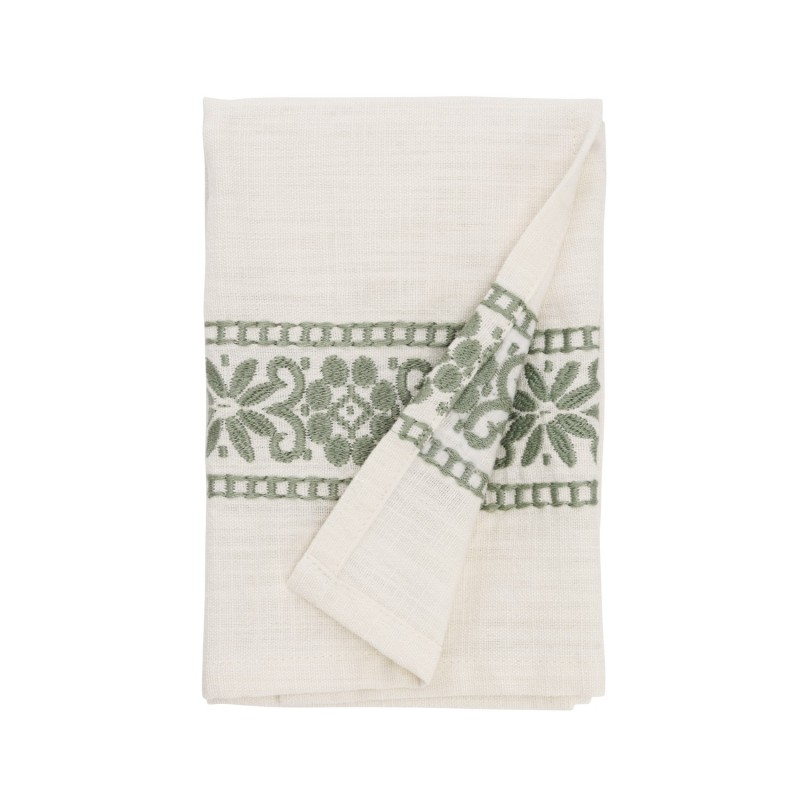 Torchon de cuisine coton brode motif floral, MADAM STOLTZ
