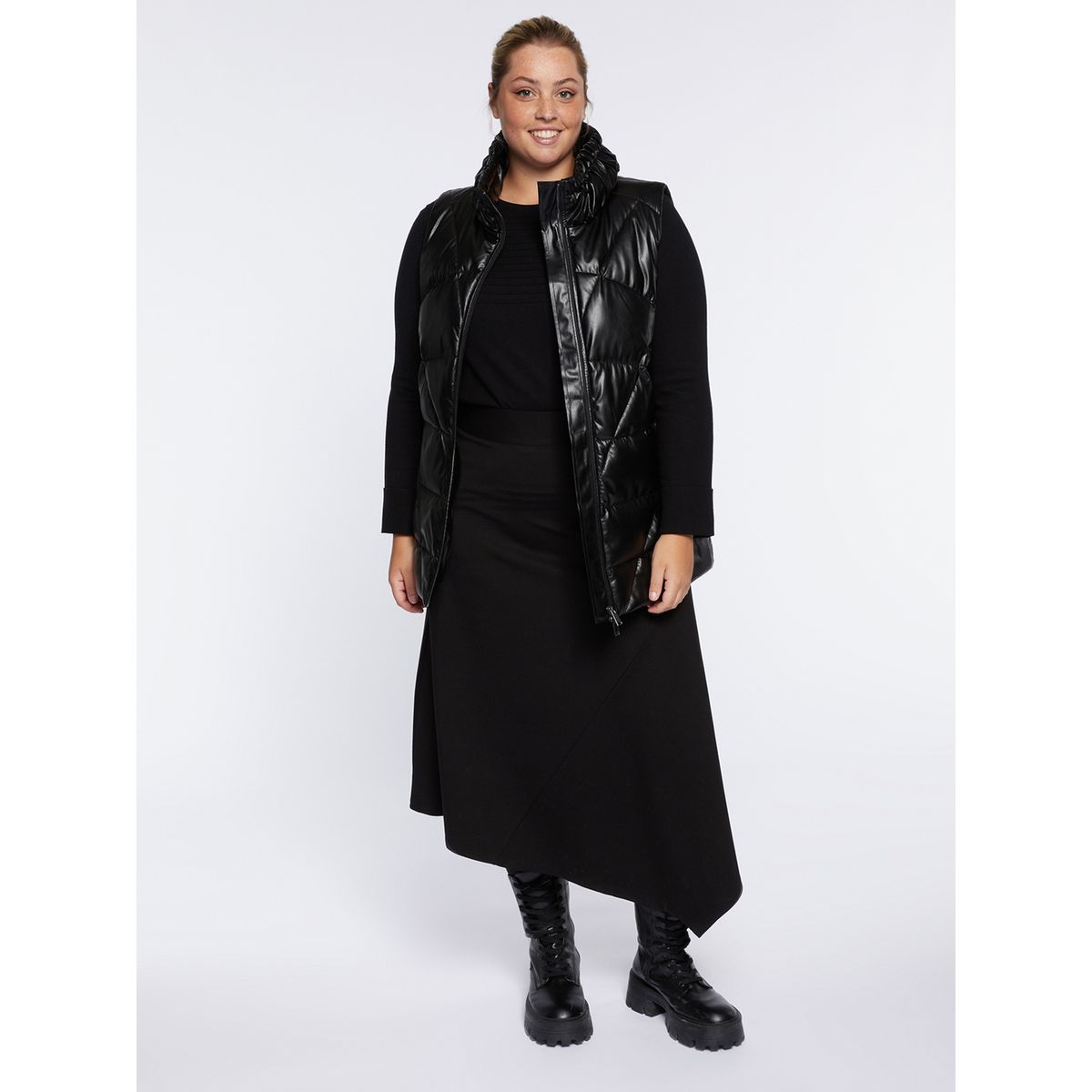 Manteau noir simili discount cuir