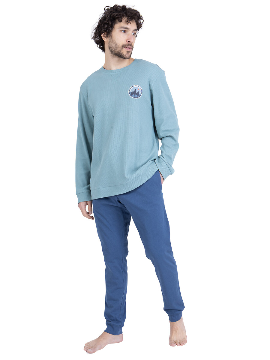 Pyjama long, en tissu gaufré, ATHENA