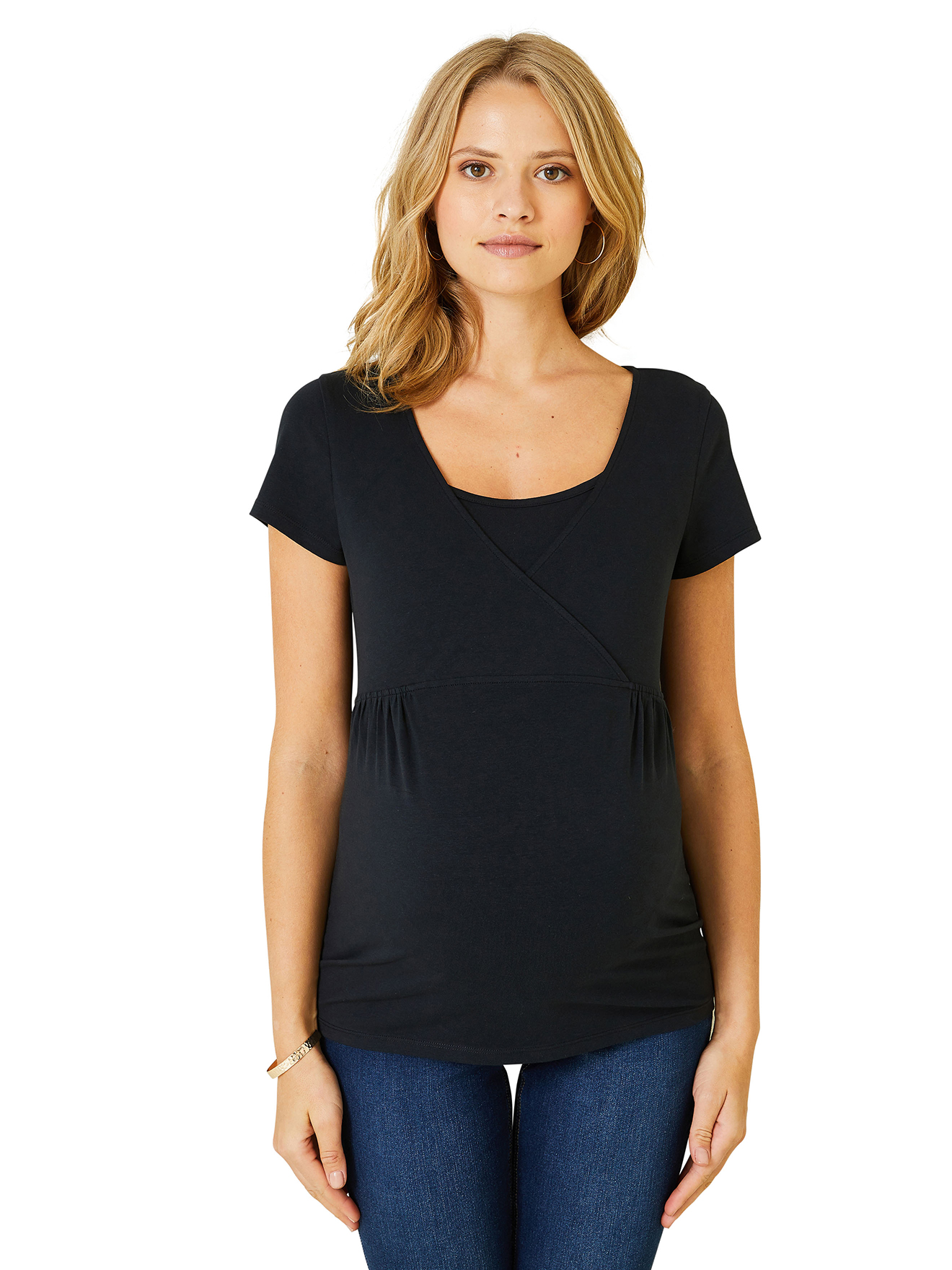 Lot de 2 T-shirts cache-coeur grossesse et allaitement, VERTBAUDET