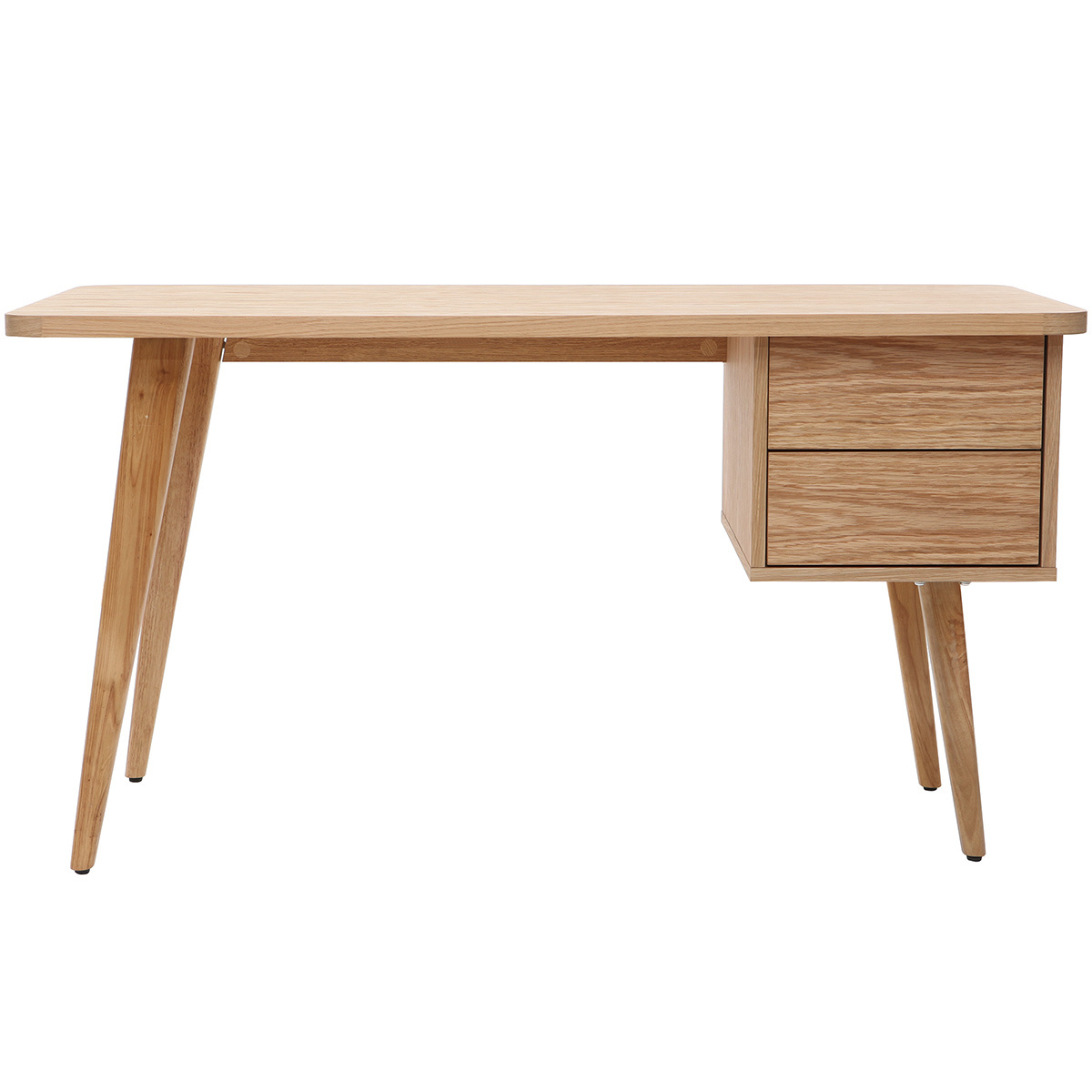 Bureau scandinave avec rangements 2 tiroirs en bois L140 cm FIFTIES, MILIBOO