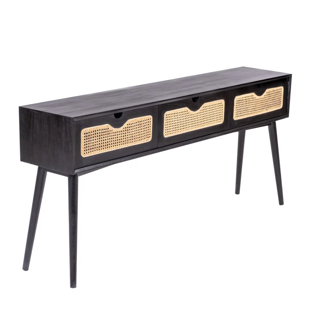Console en bois de manguier et cannage POLKA, HYDILE