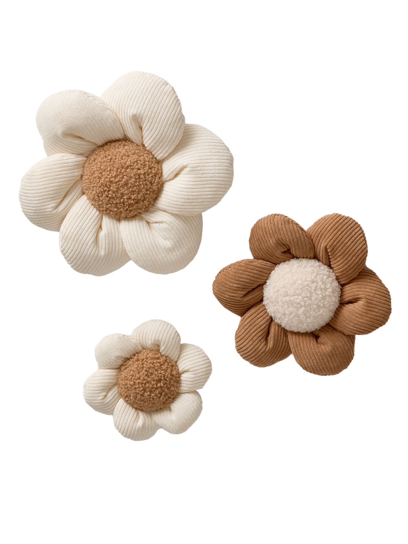 Lot de 3 fleurs en velours, VERTBAUDET