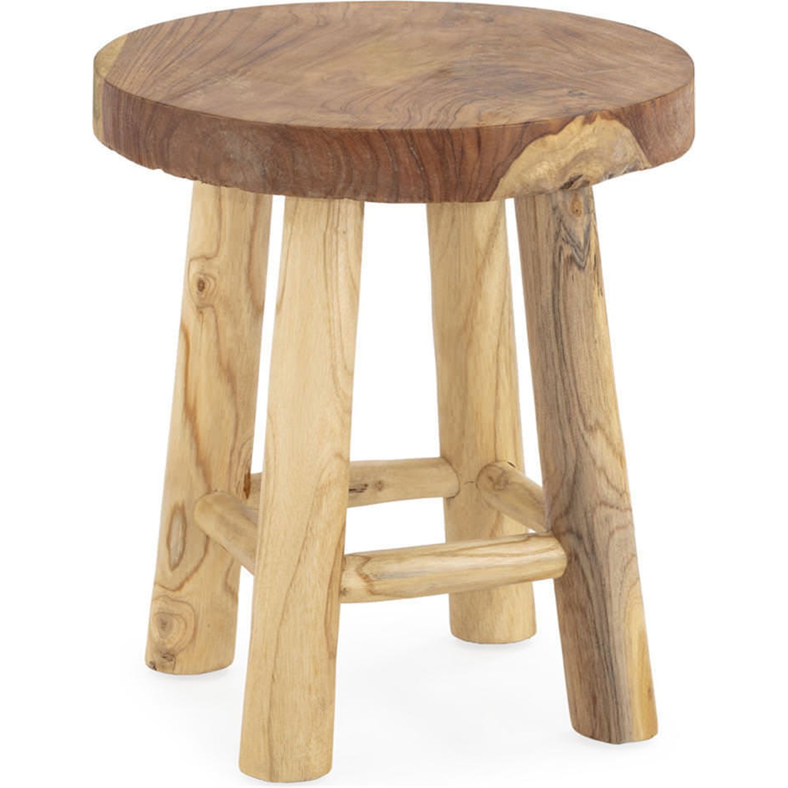 Tabouret rond en bois de teck, RECOLLECTION