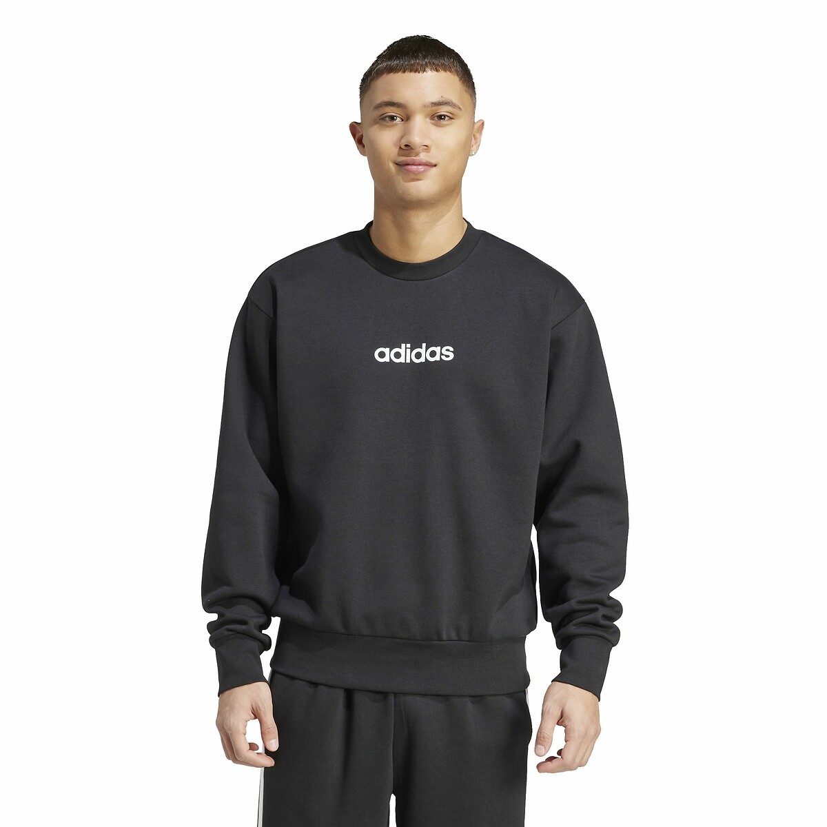 Essentials Linear Fleece Crew Neck Sweatshirt, ADIDAS SPORTSWEAR