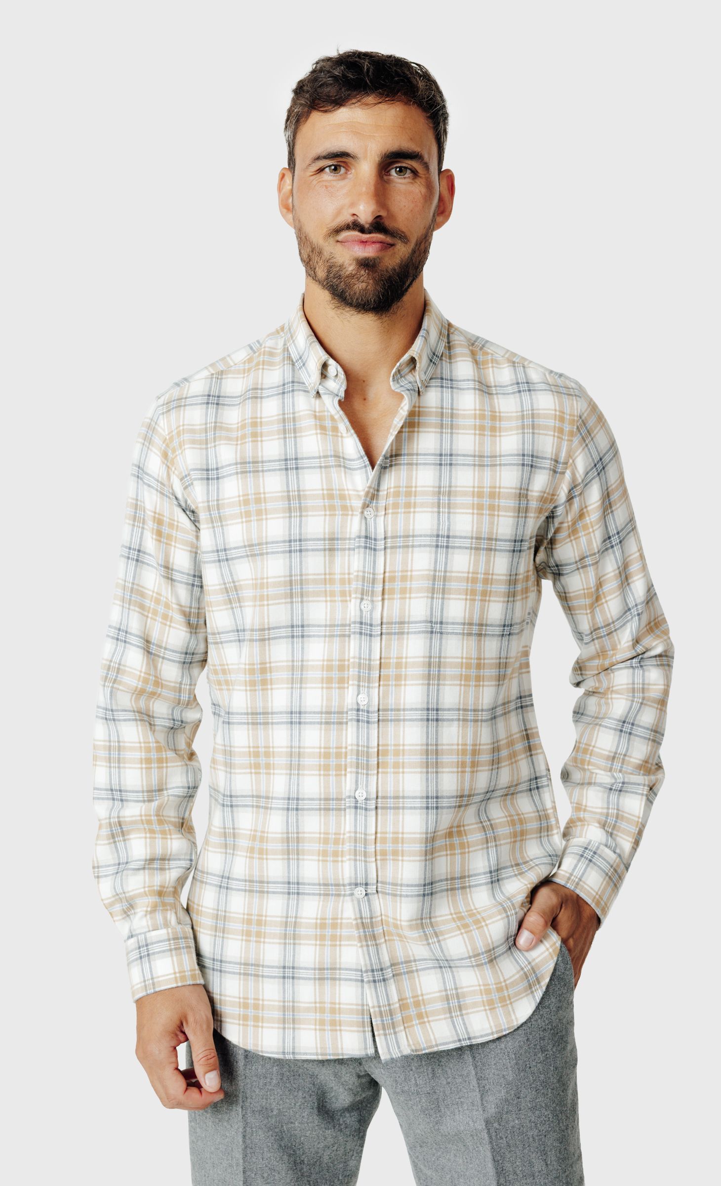 Chemise Regular fit en coton laine mérinos, ACROSS