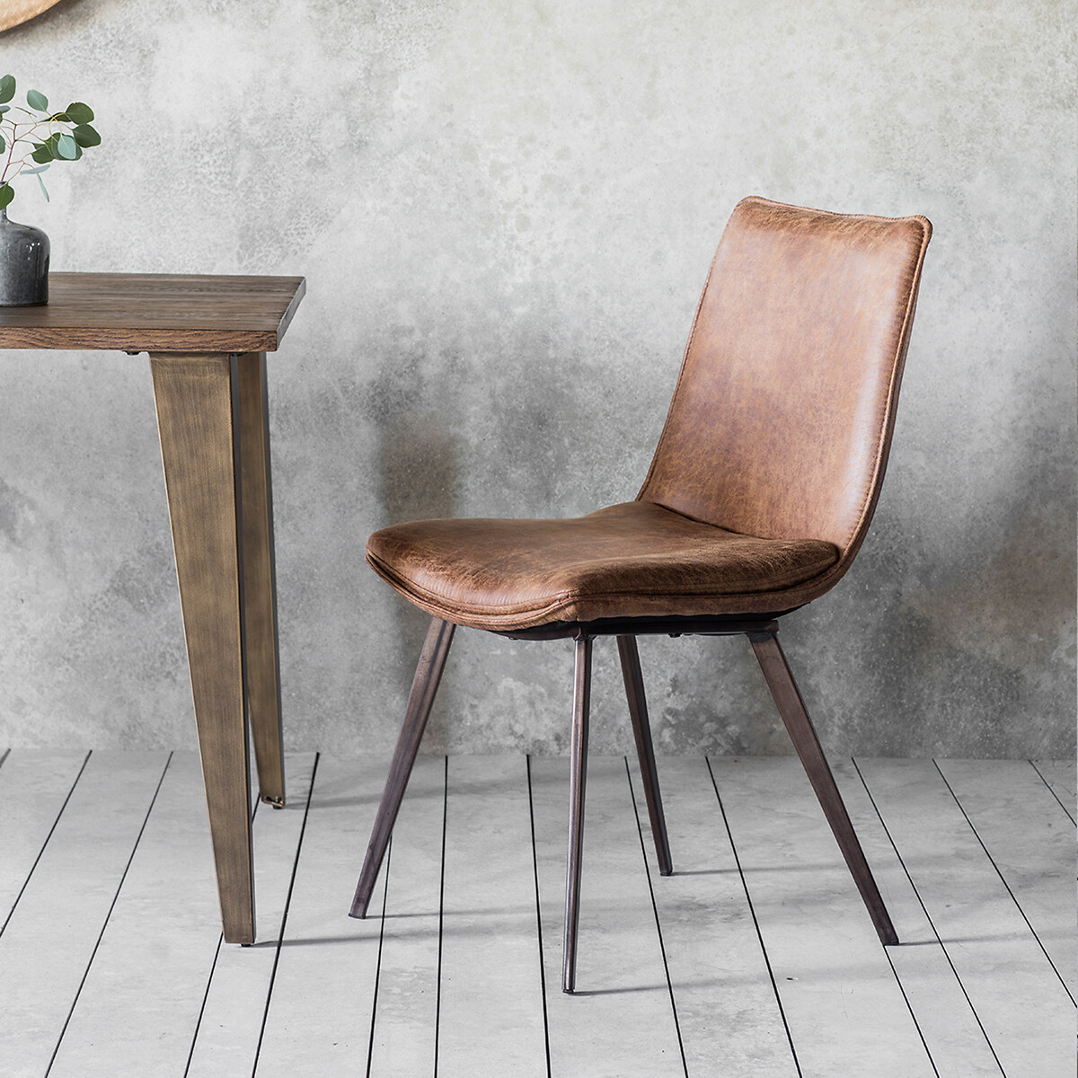 Hale Distressed Faux Leather Chair (Set of 2), ÉDITÉ