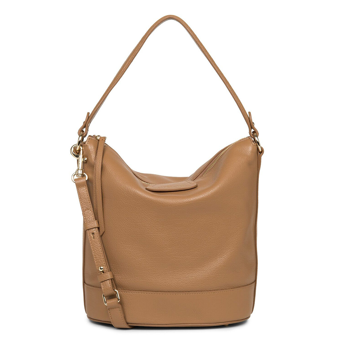 Dune Leather Slouch Bucket Bag with Shoulder Strap