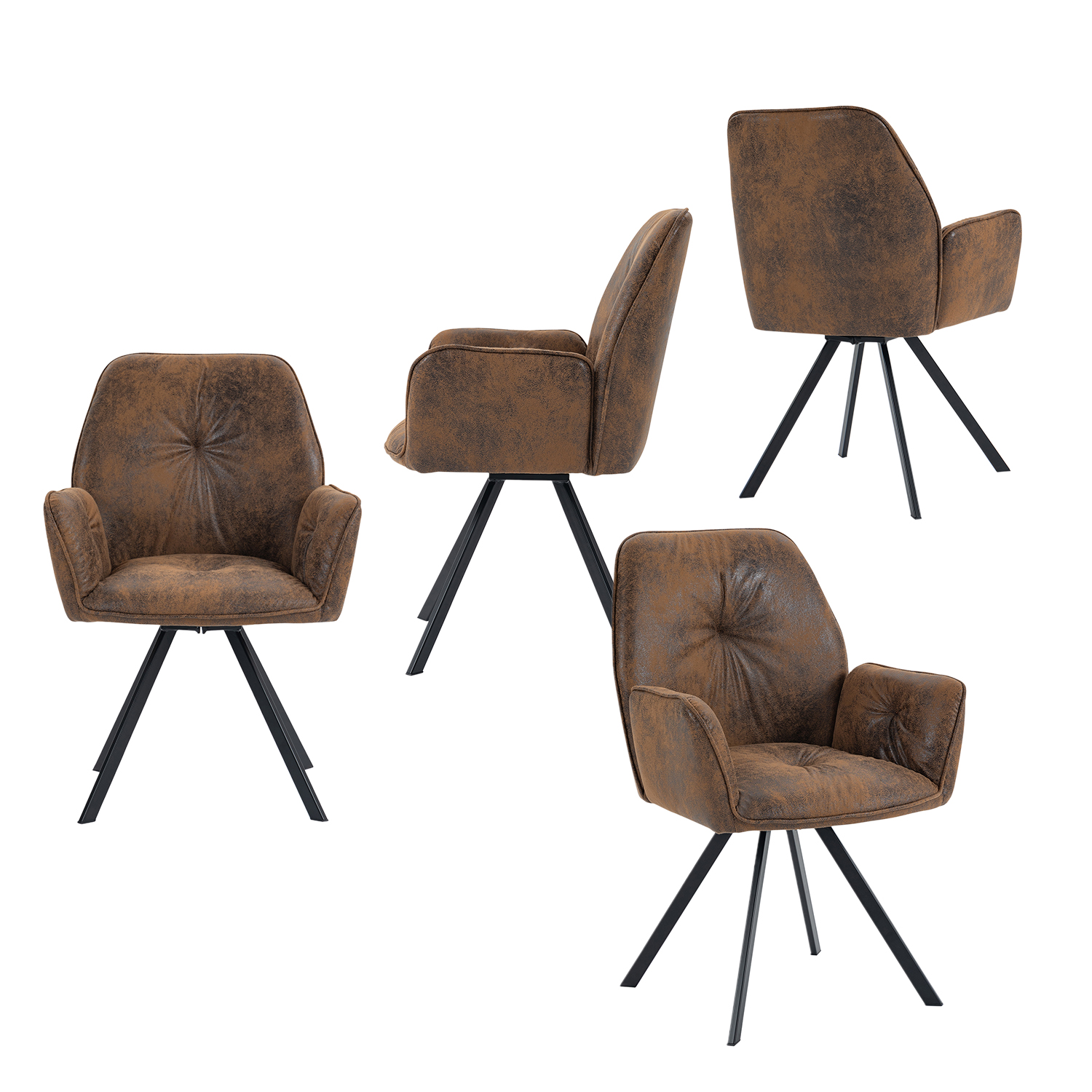 Lot de 4 chaises de salle à manger rotatif fauteuil industriel, CALF, MEUBLES COSY