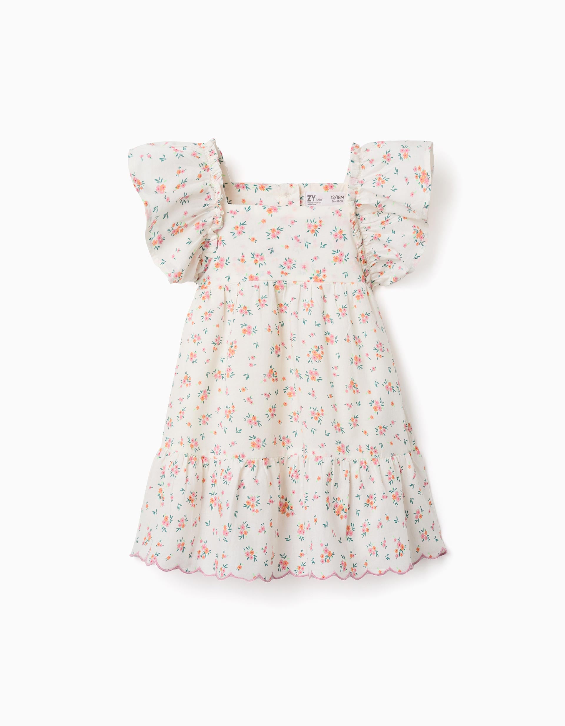 Robe en coton avec motif floral et volants, ZIPPY