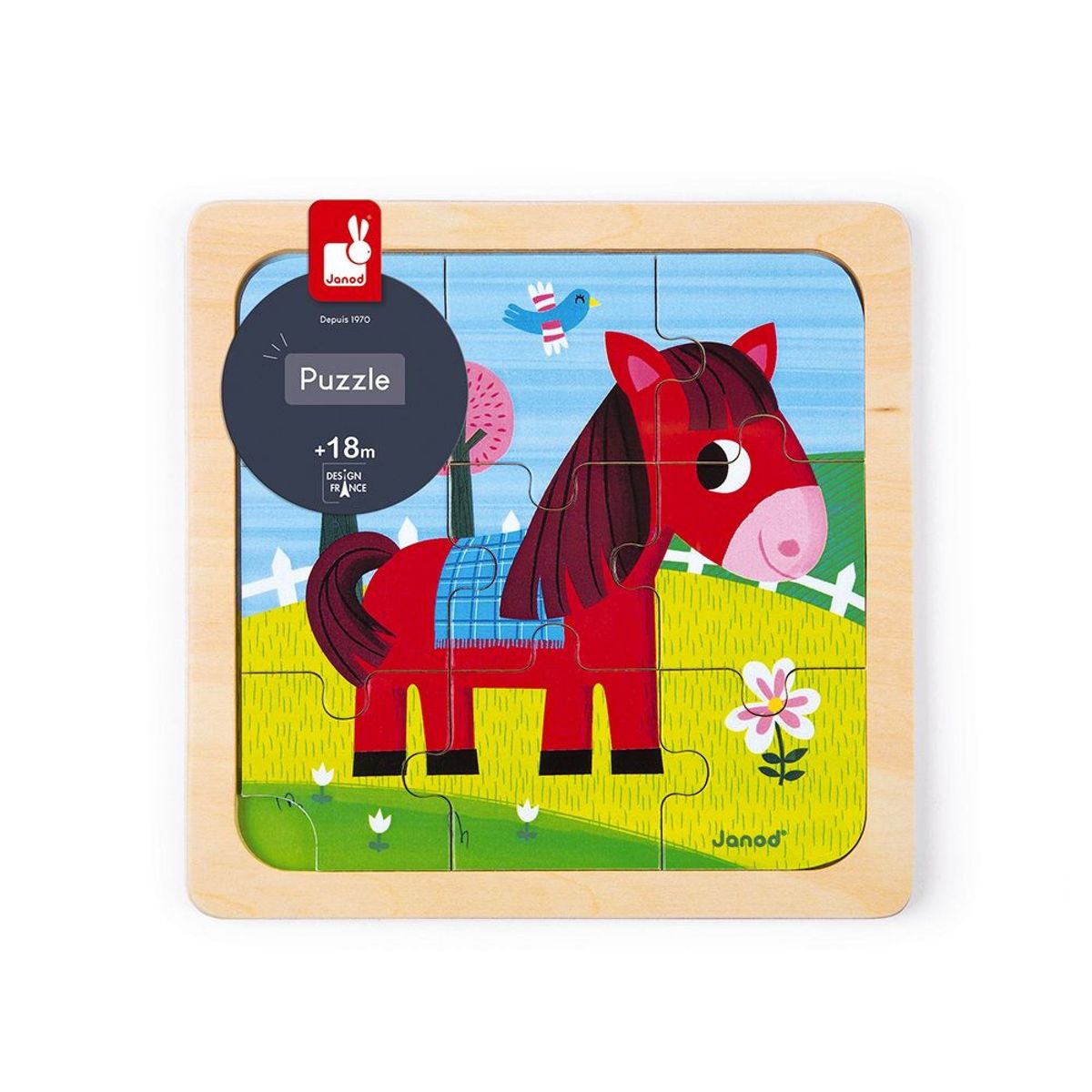 Puzzles bois bébé - Set 3 puzzles animaux Ferme, enfant 18 mois - Janod