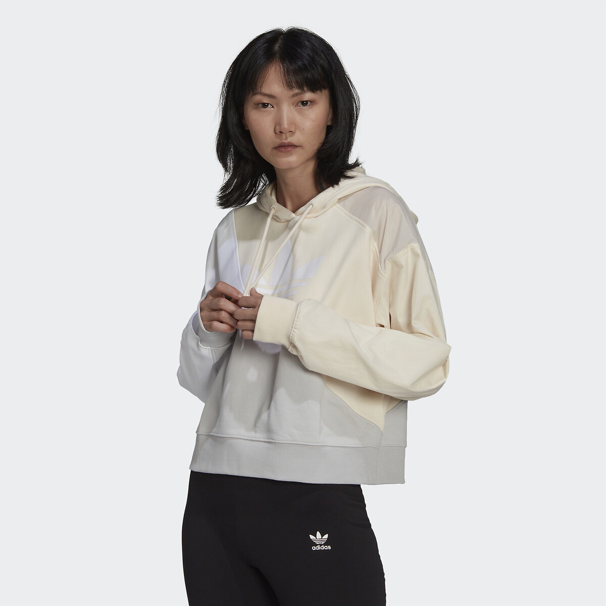 Sweat à capuche adicolor split trefoil blanc Adidas Originals | La Redoute