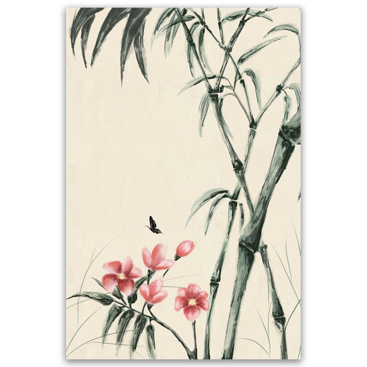 Tableau bambou fleurs style asiatique, HEXOA