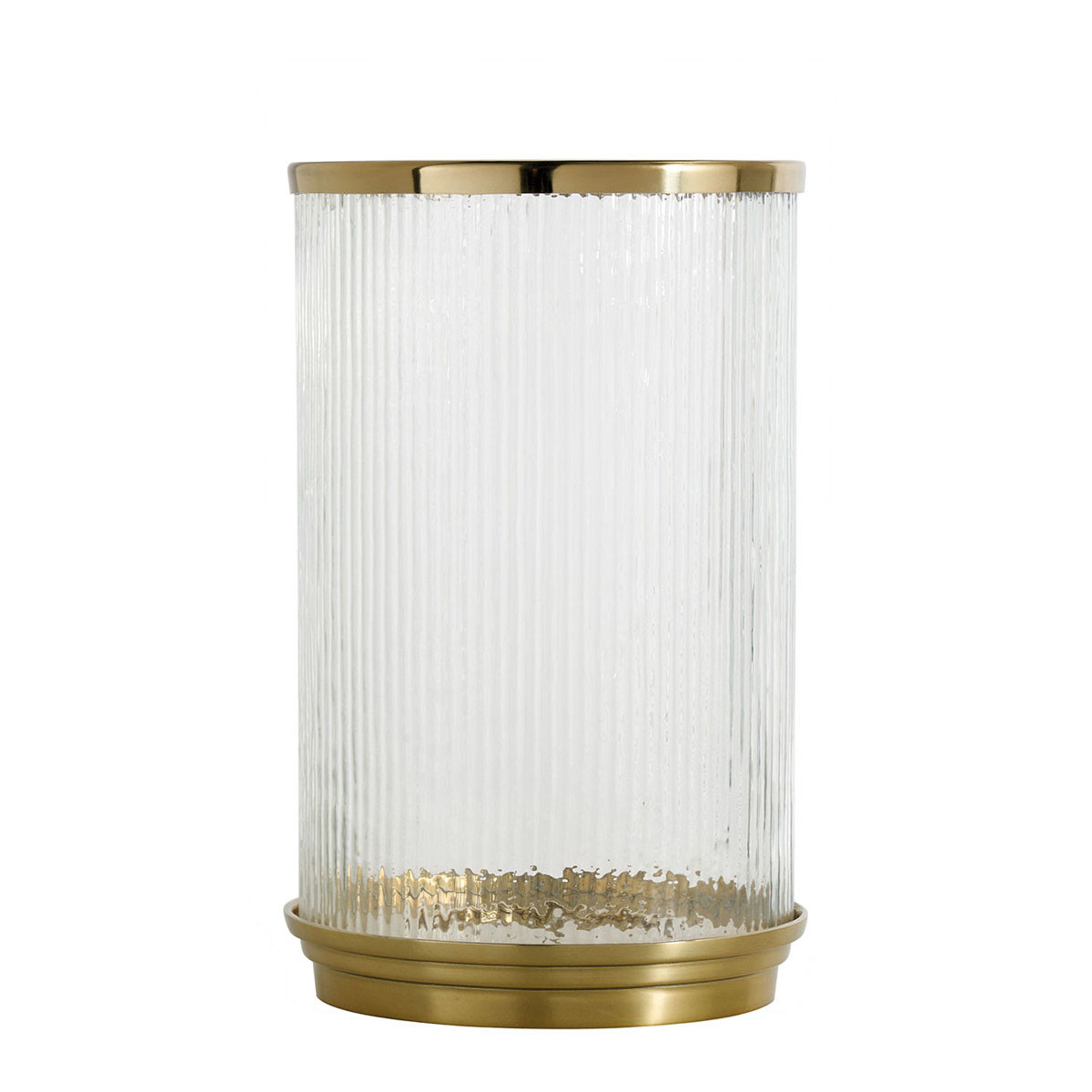 Photophore strié verre et métal, BLANC D’IVOIRE