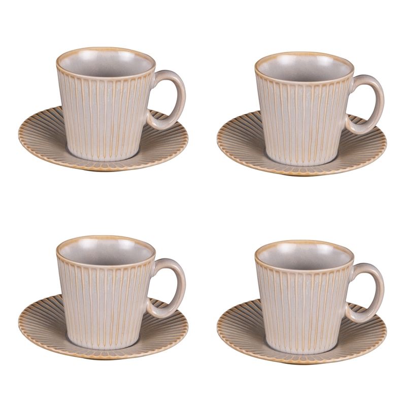 Coffret de 4 tasses à café avec sous tasses liv Couleur gris Table Passion