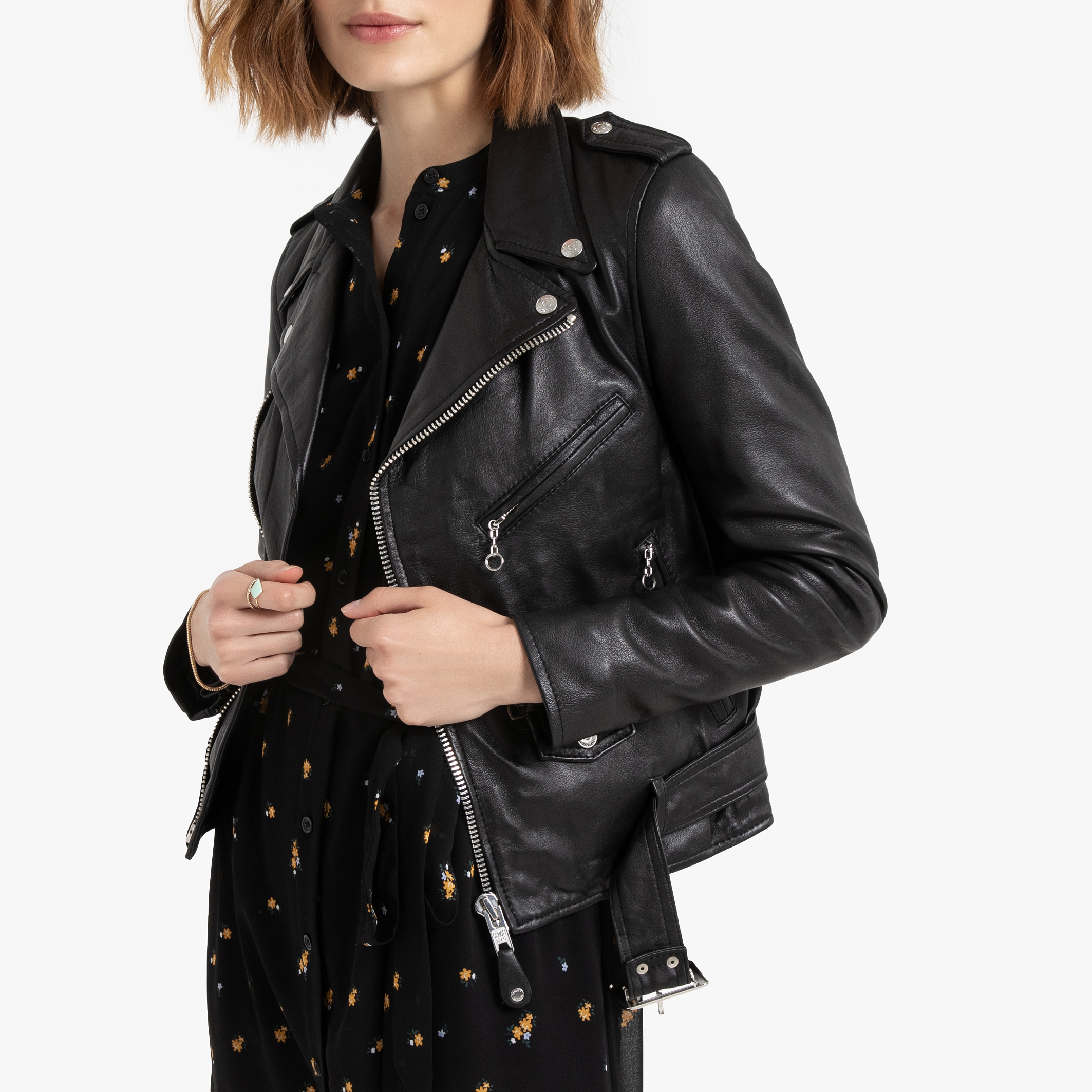 Lcw8600 leather biker jacket with pockets , black, Schott | La Redoute