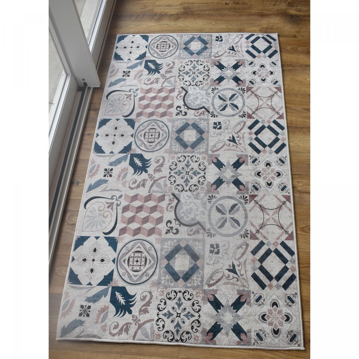 Tapis de cuisine motif carreaux de ciment LYN11 A, UN AMOUR DE TAPIS