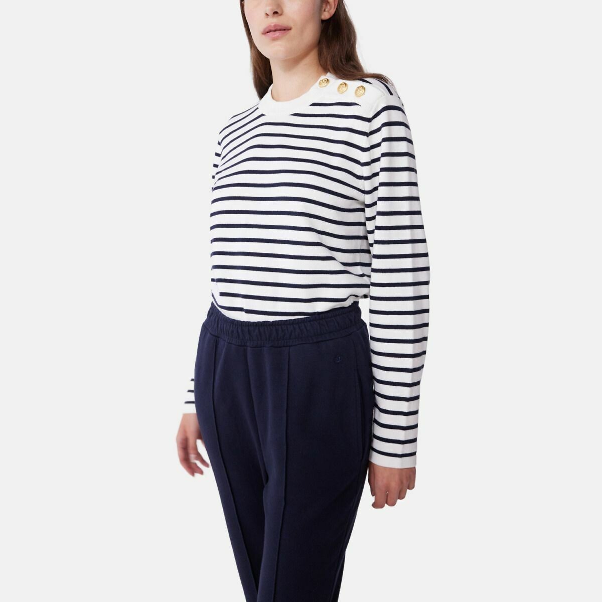 Pull marin femme en coton à rayures, PETIT BATEAU