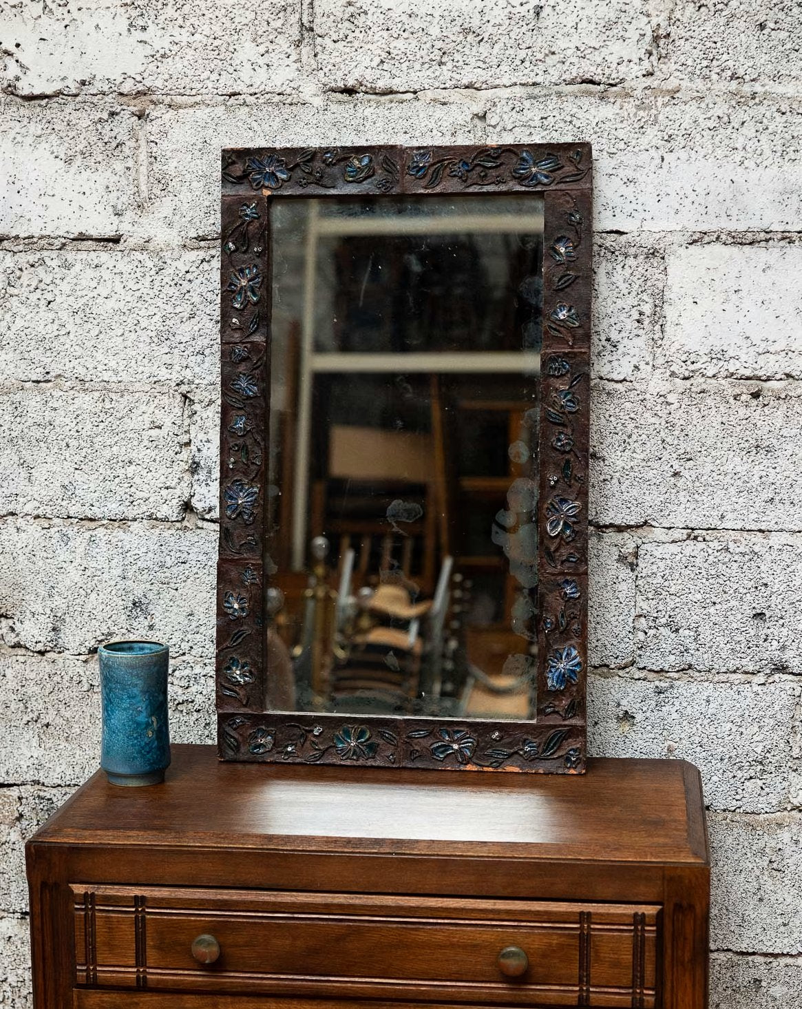 Miroir en céramique Georges N°1362 - Bon état, DEBONGOUT