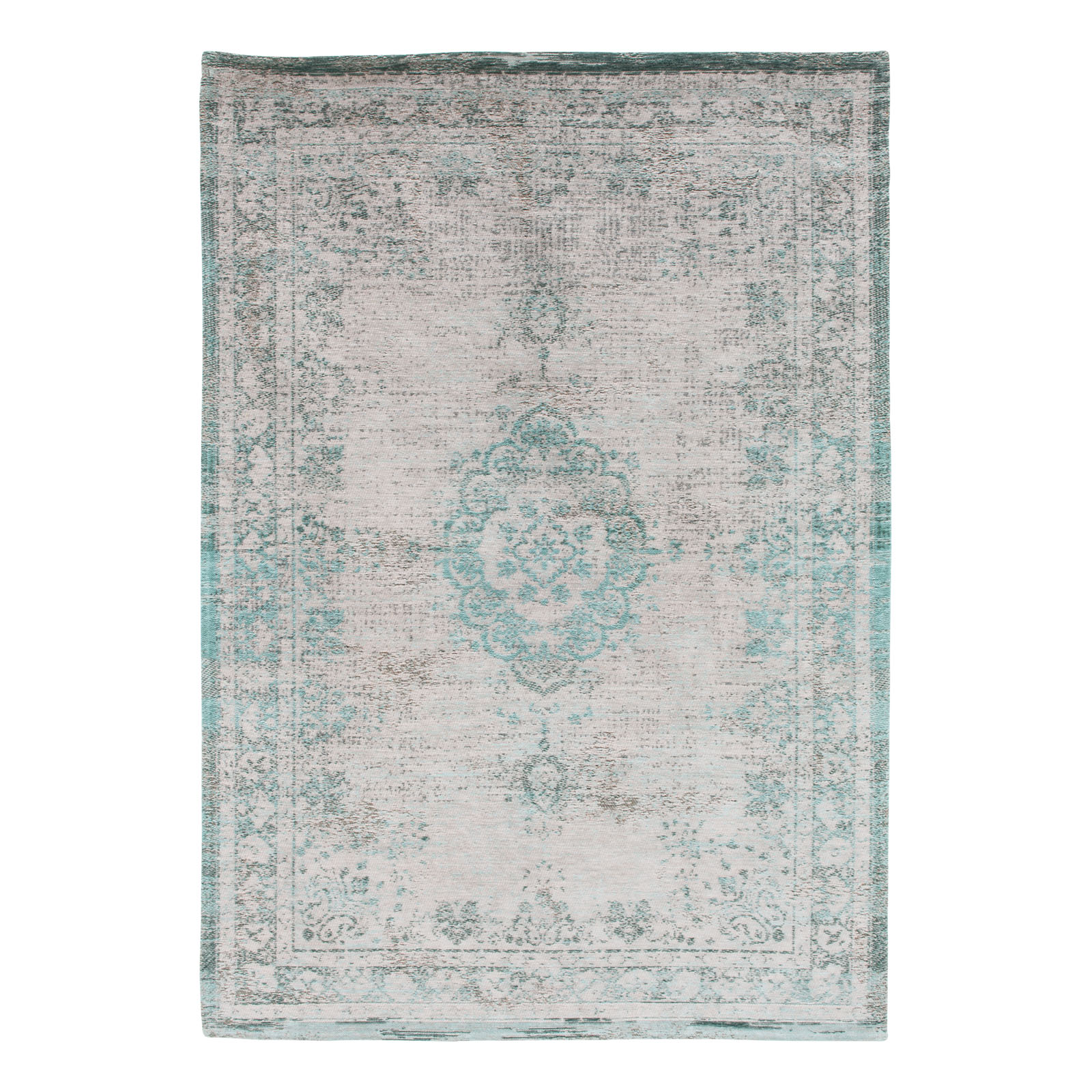 Tapis turquoise tissé plat médaillon JADE, NOVATREND