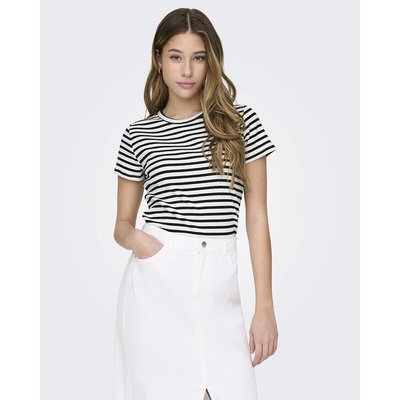 Striped Cotton T-Shirt with Short Sleeves JDY