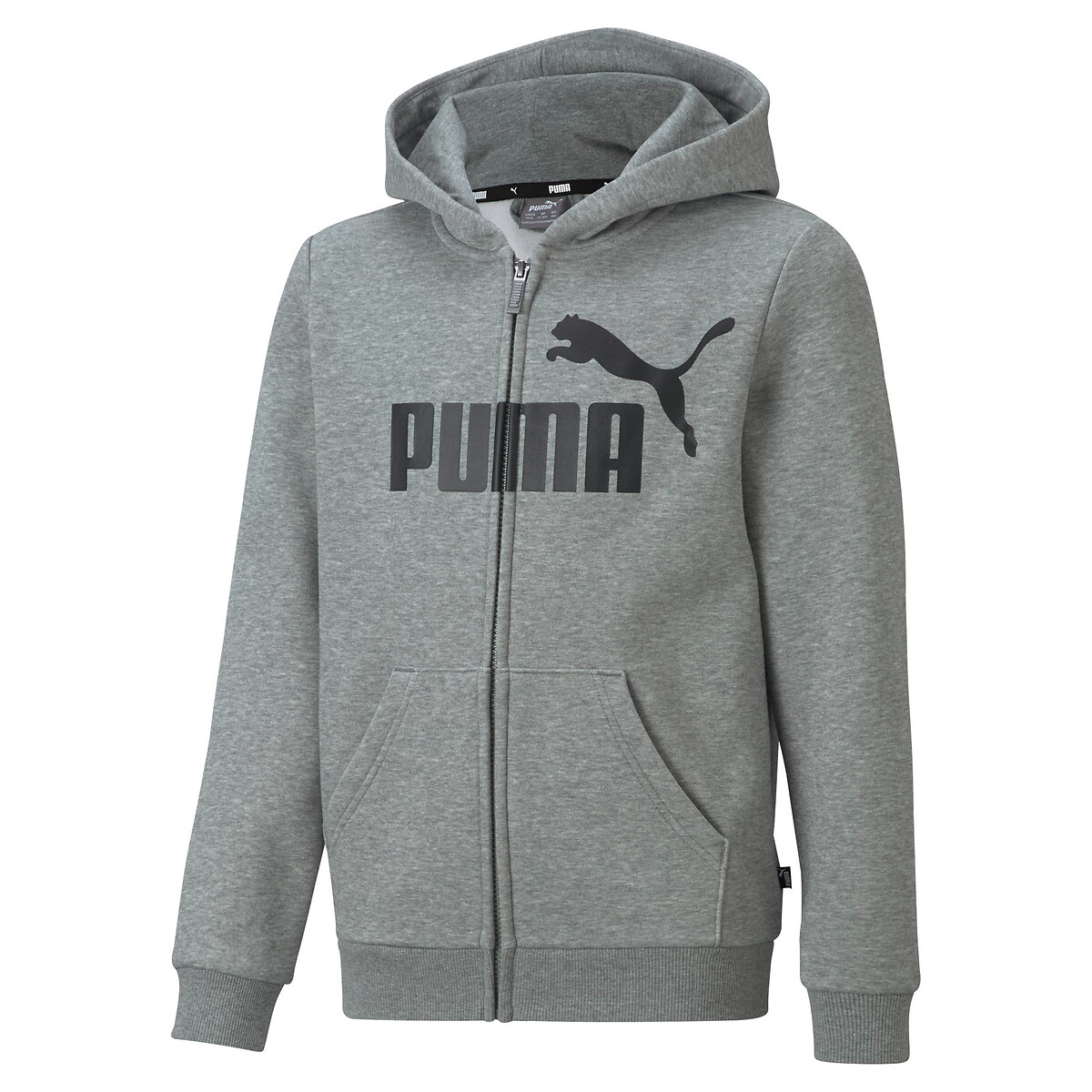 Image of Cotton Mix Zip-Up Hoodie with Logo Print, 8-16 Years