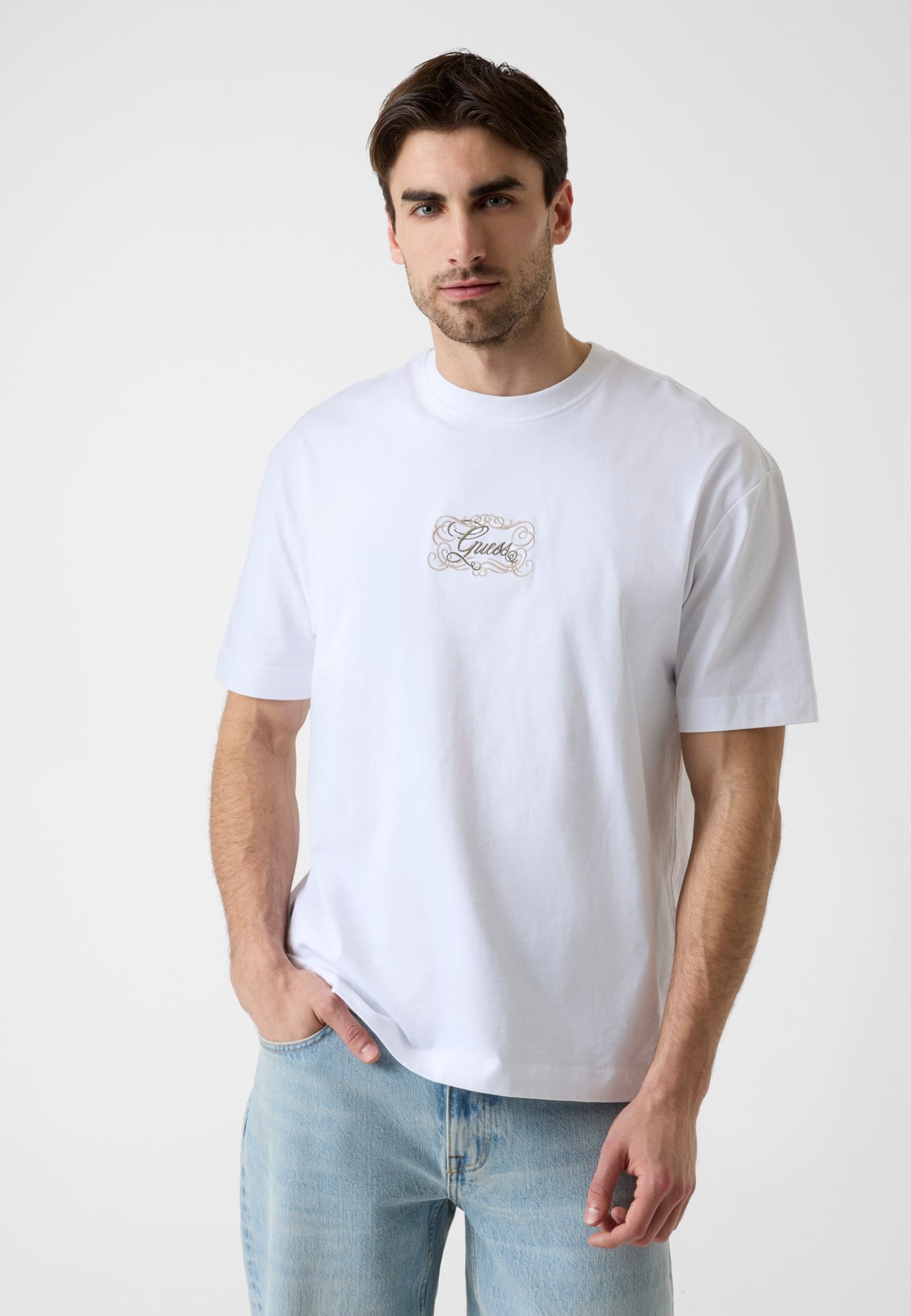T-Shirt Avec Logo Brodé, GUESS