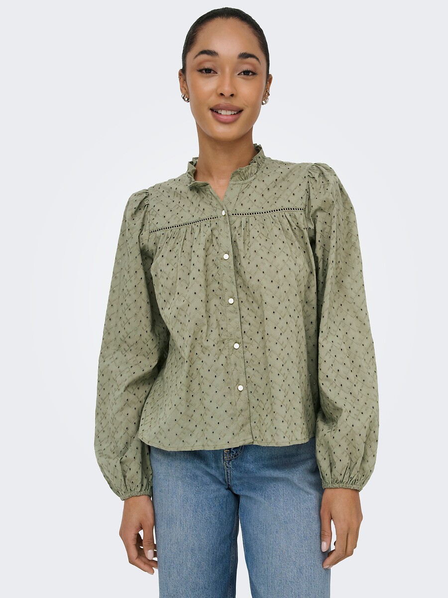 Blouse met lange mouwen en Mao-kraag, ONLY