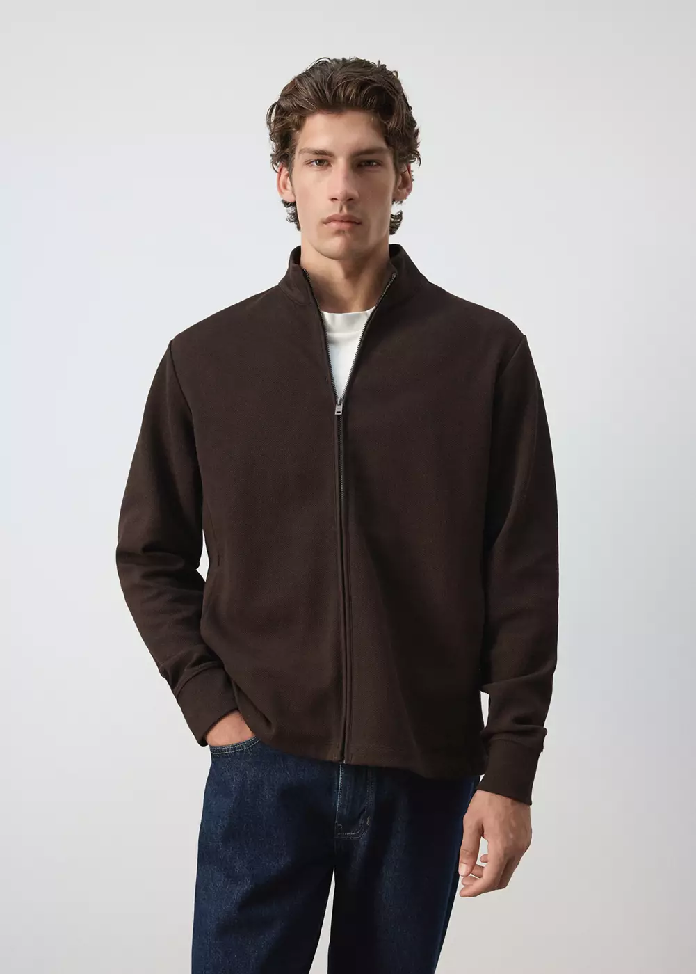 Sweat en coton maille structurée, MANGO MAN
