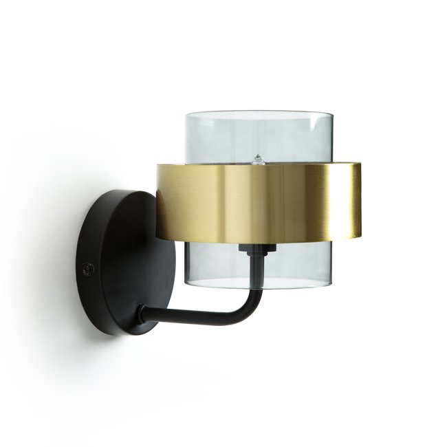 Botello Glass and Brass Wall Light, black/brass, LA REDOUTE INTERIEURS