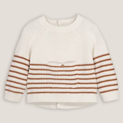 Chunky Cotton Knit Jumper with Buttoned Back and Crew Neck LA REDOUTE COLLECTIONS