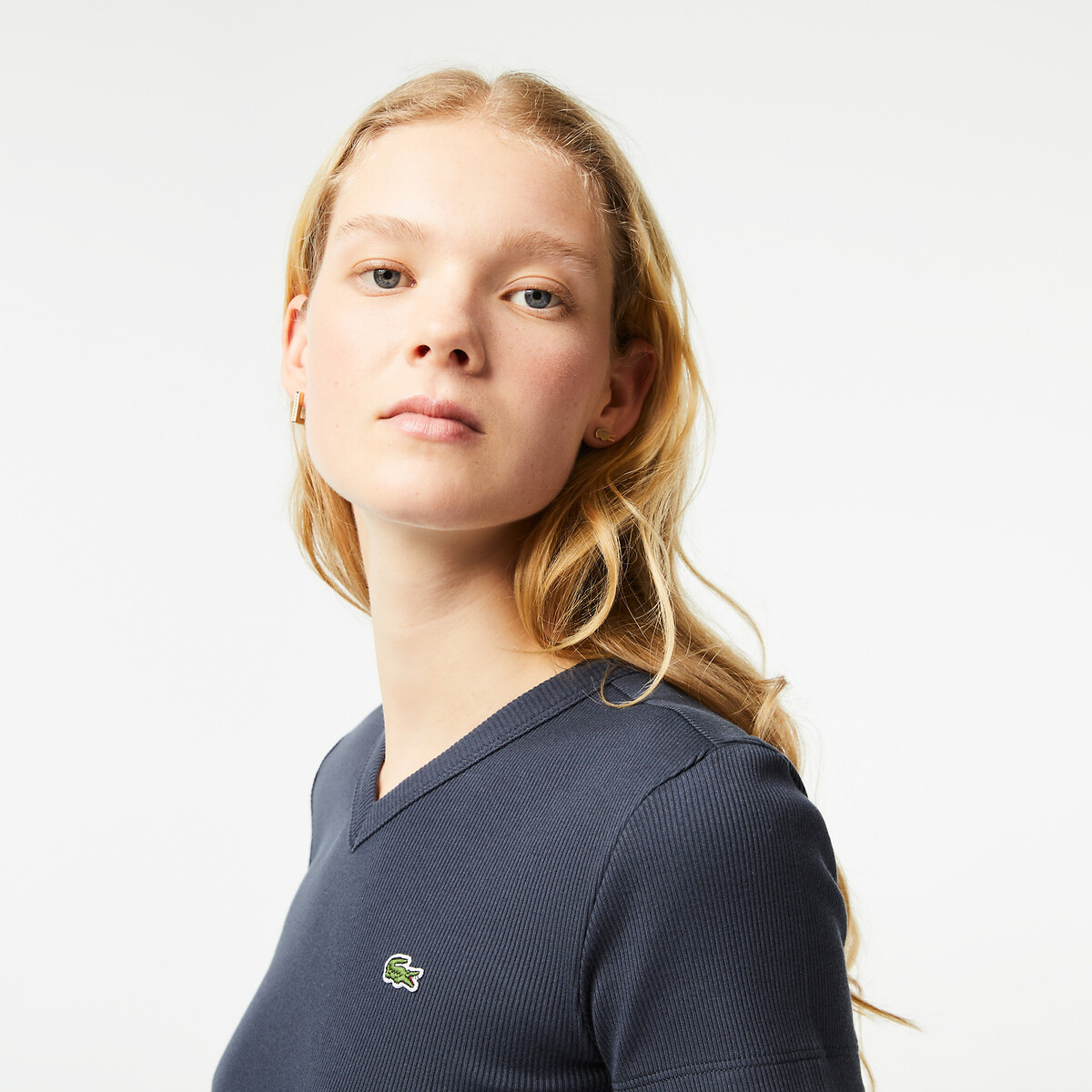 T shirt lacoste col clearance v femme